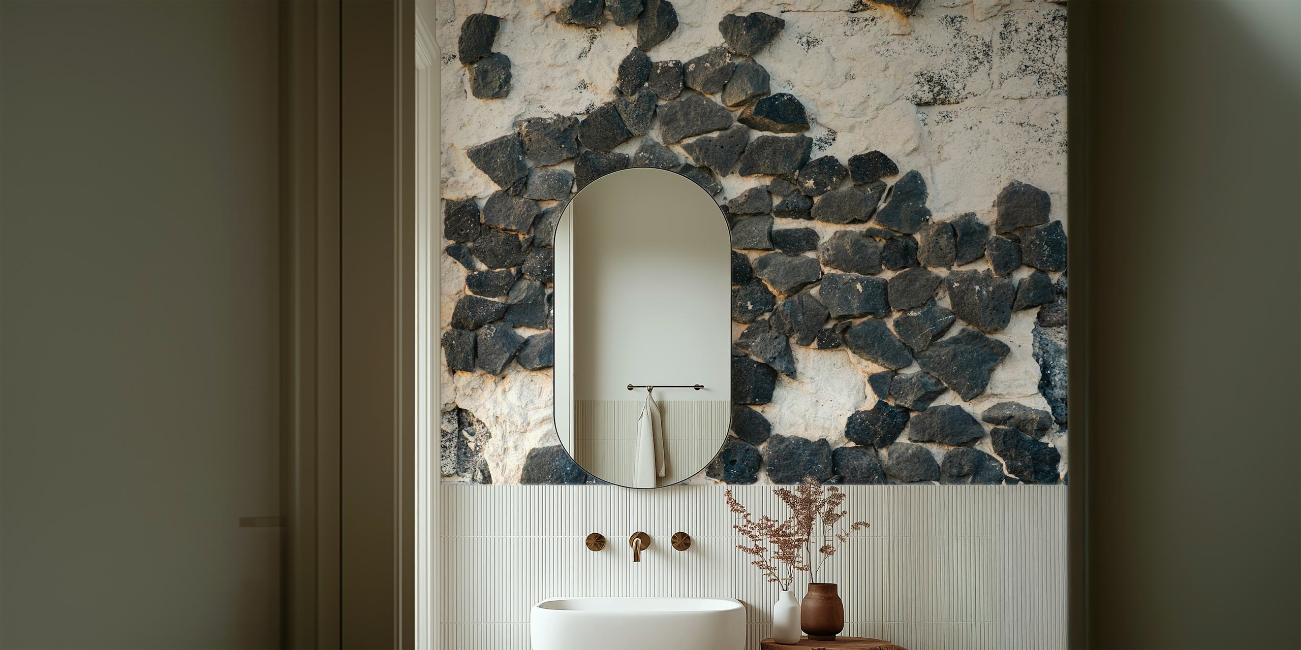 Tapeta visoke kvalitete Black lava rock wall