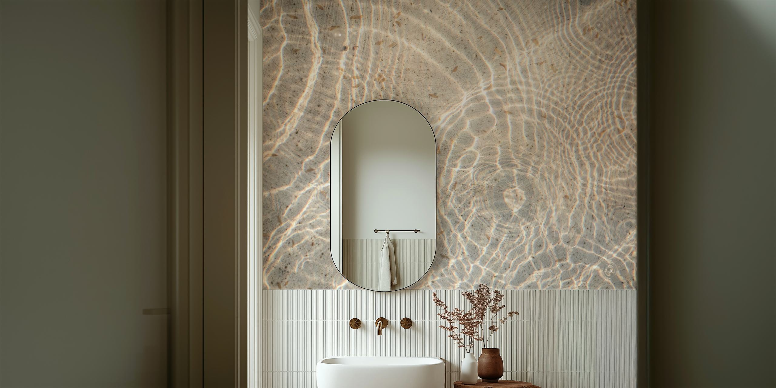 Textures de vague d'eau claire sur fond beige wallpaper