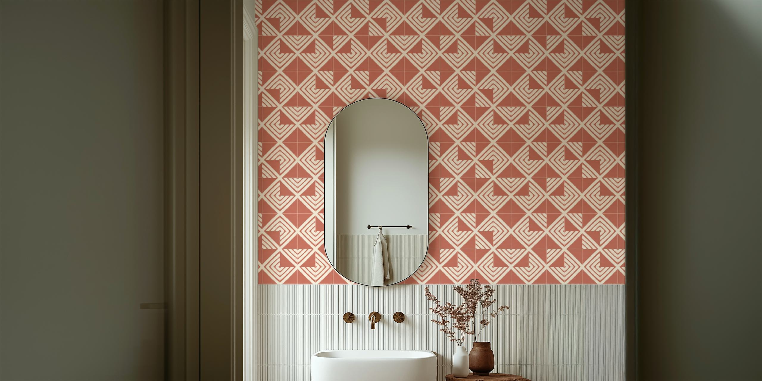 Rustic Sandstone Mixed Tiles wallpaper in a room