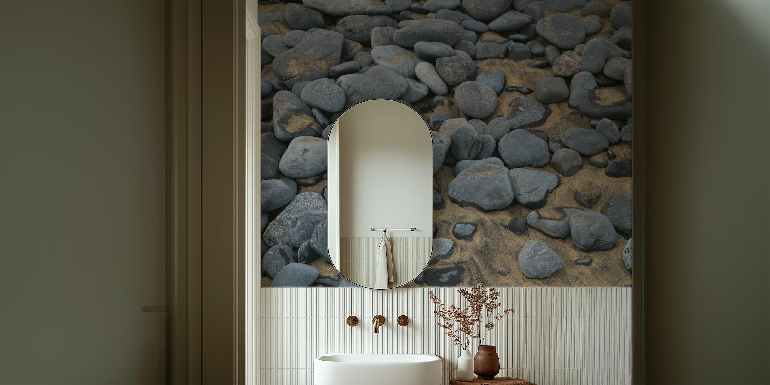 Beach Stones 1 wallpaper in a room