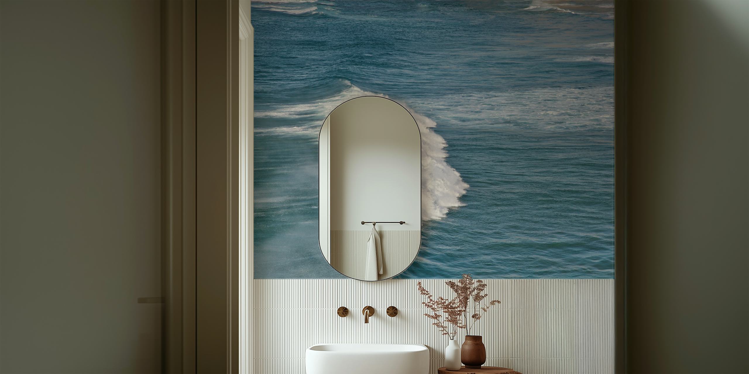 Cresting wave wall mural from Portugal's Atlantic coast