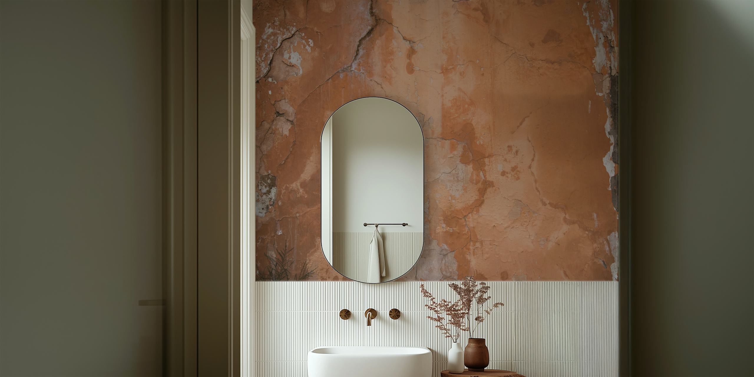 Papel pintado Rustic Roman Wall en una habitación