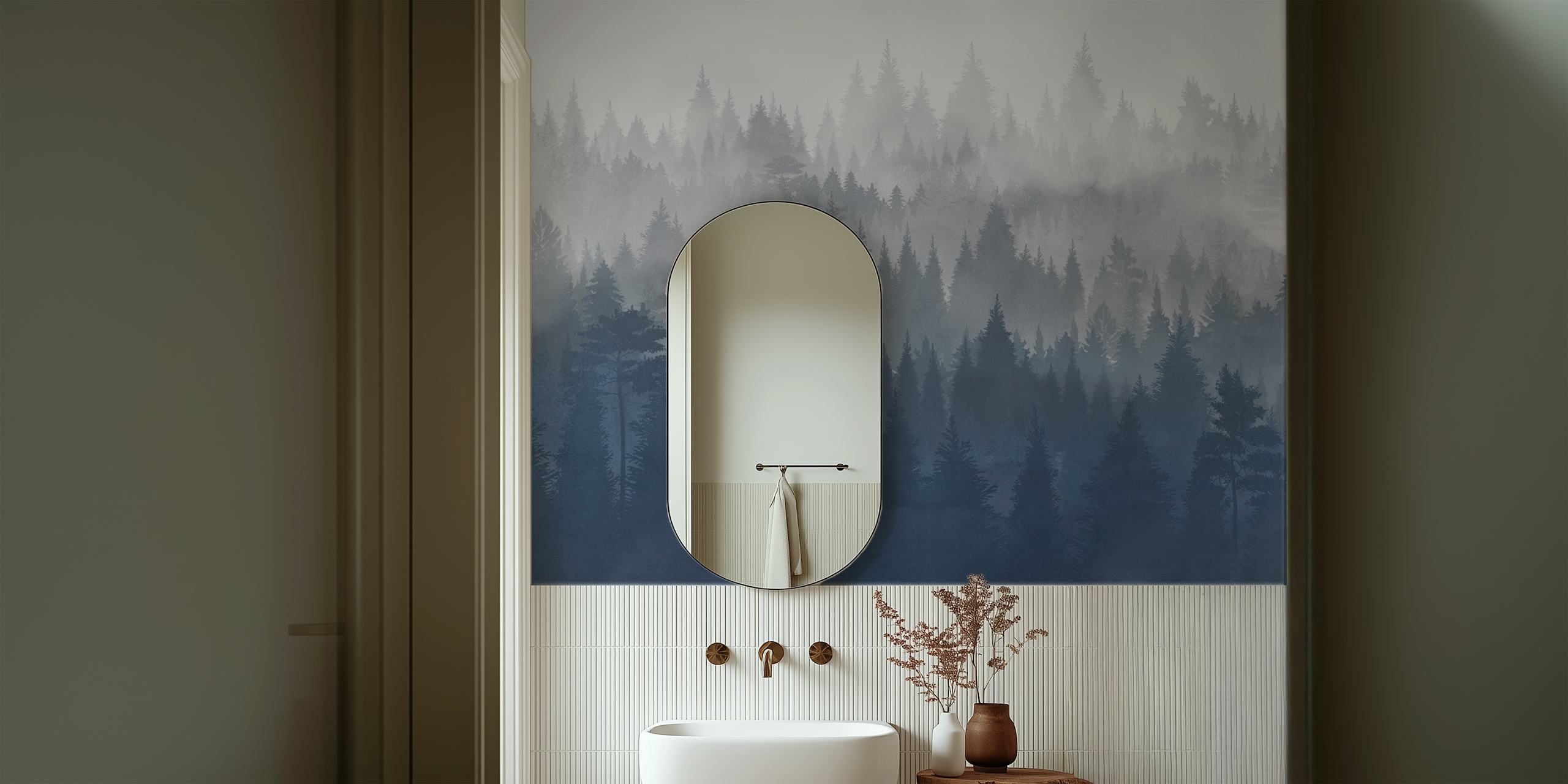 Papel de parede Forest Blue em um quarto