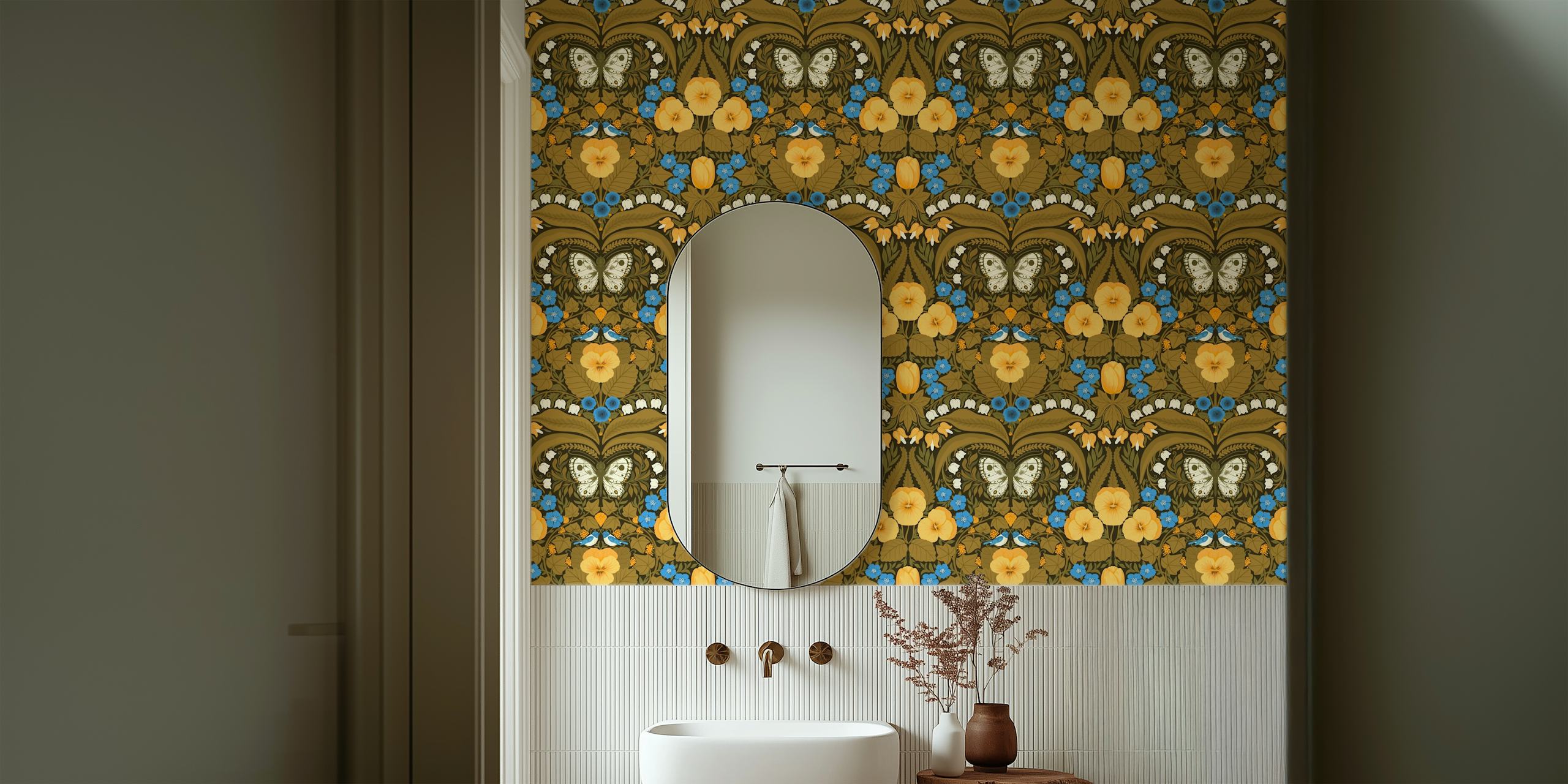 Dollhouse Garden 6 floral wallpaper design