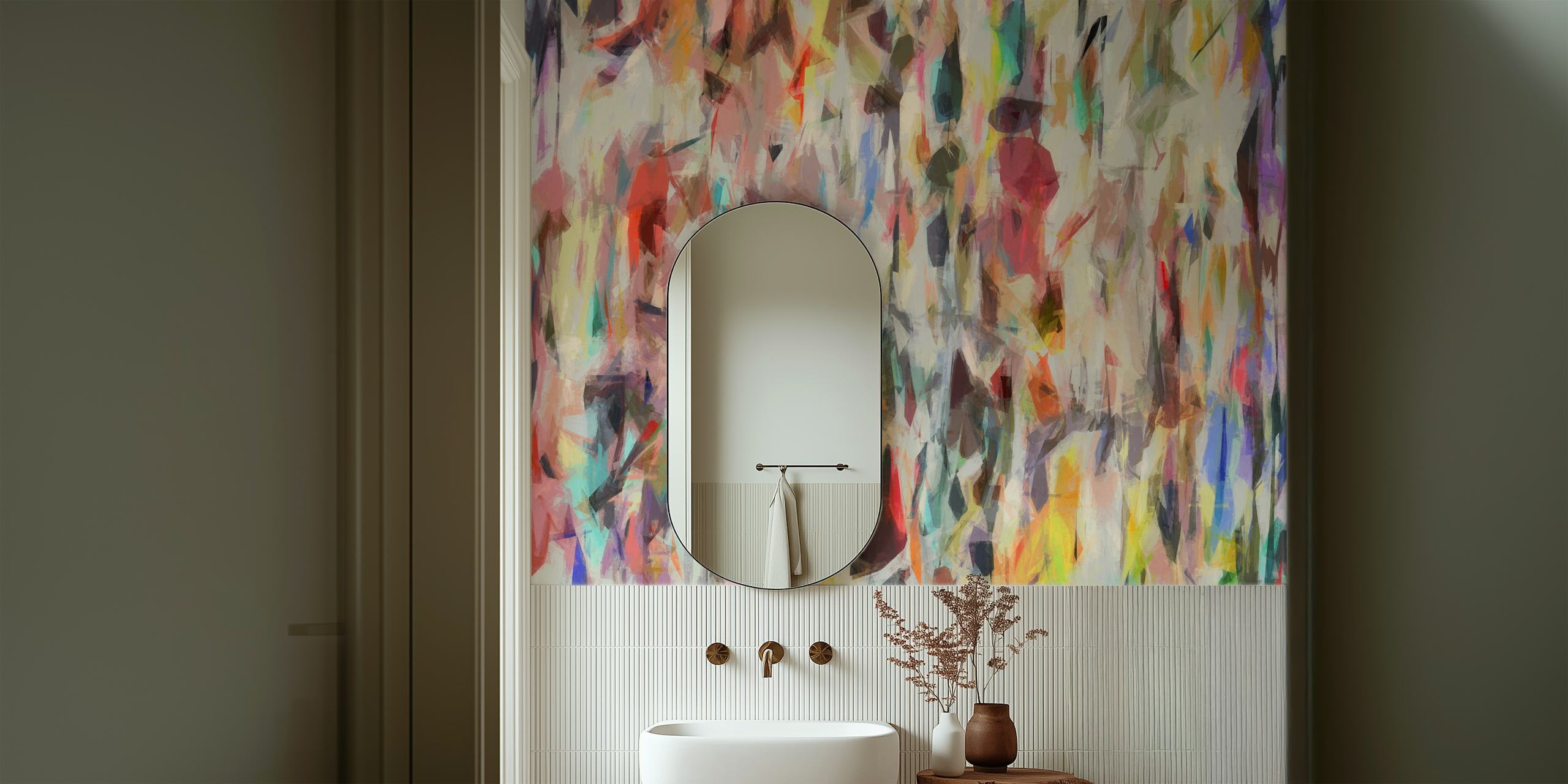 Colorful wallpaper featuring brushstroke design
