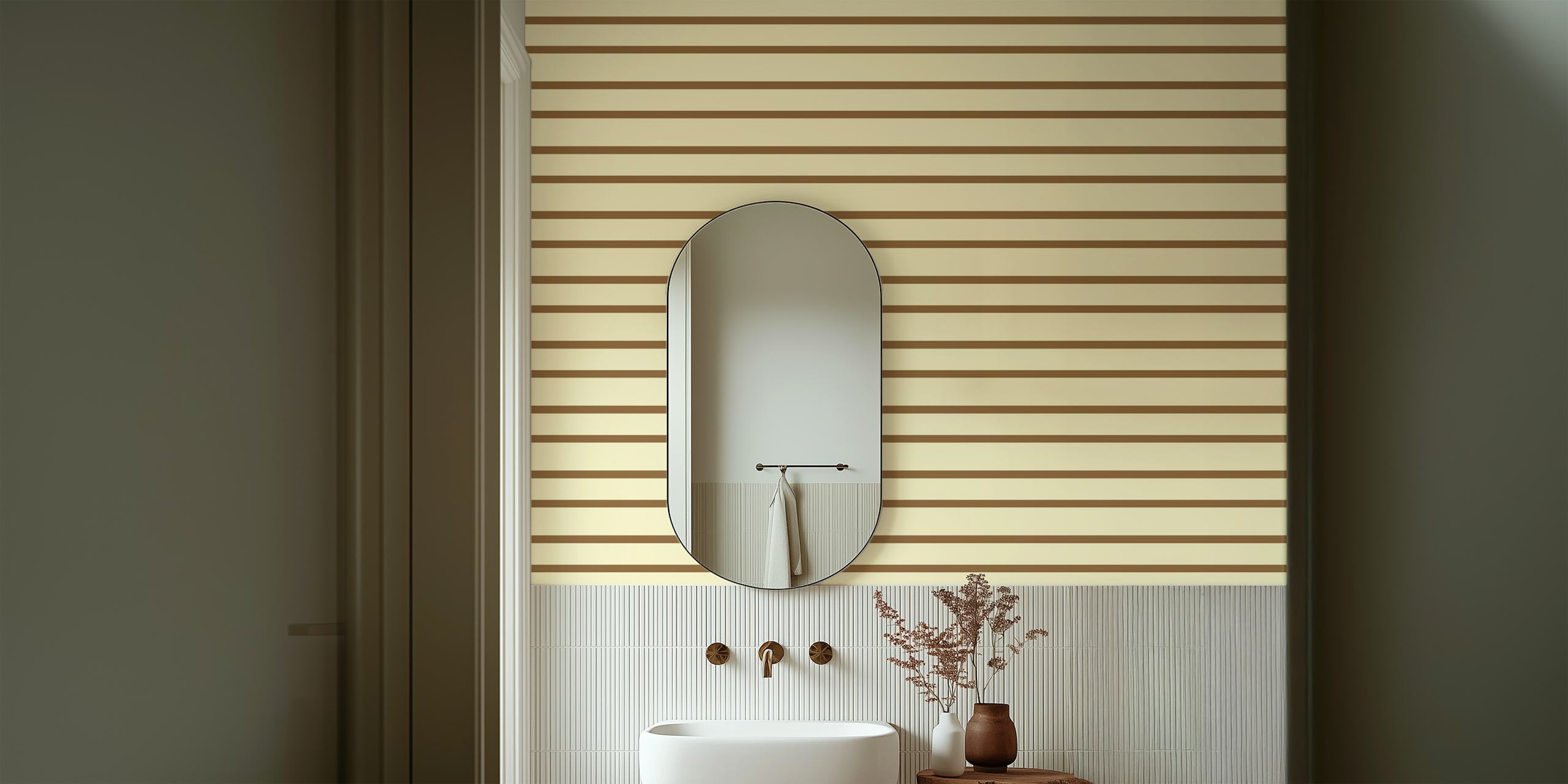 Earthy brown striped linen textured wall mural