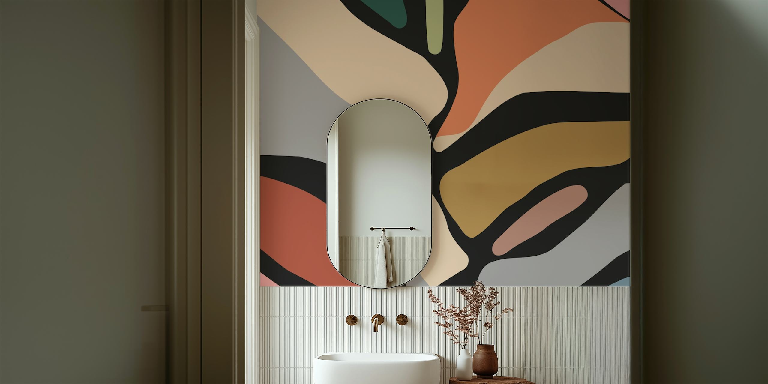 Colorful abstract shapes in earthy tones wallpaper