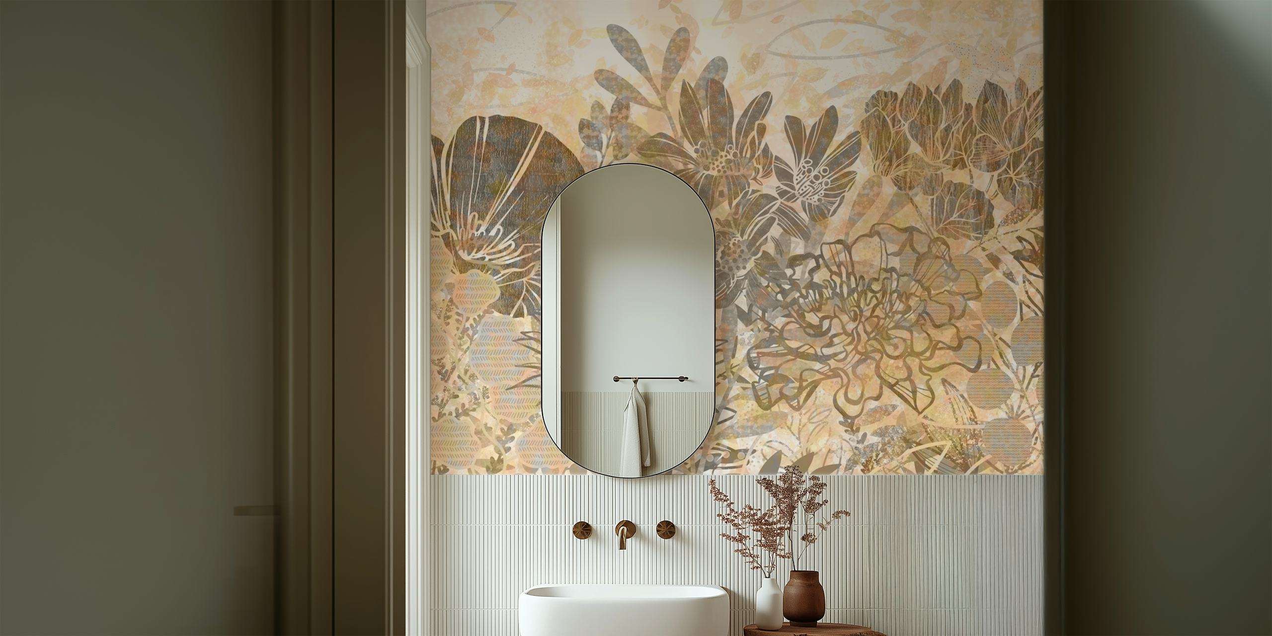 The Golden Garden wallpaper displayed in a room