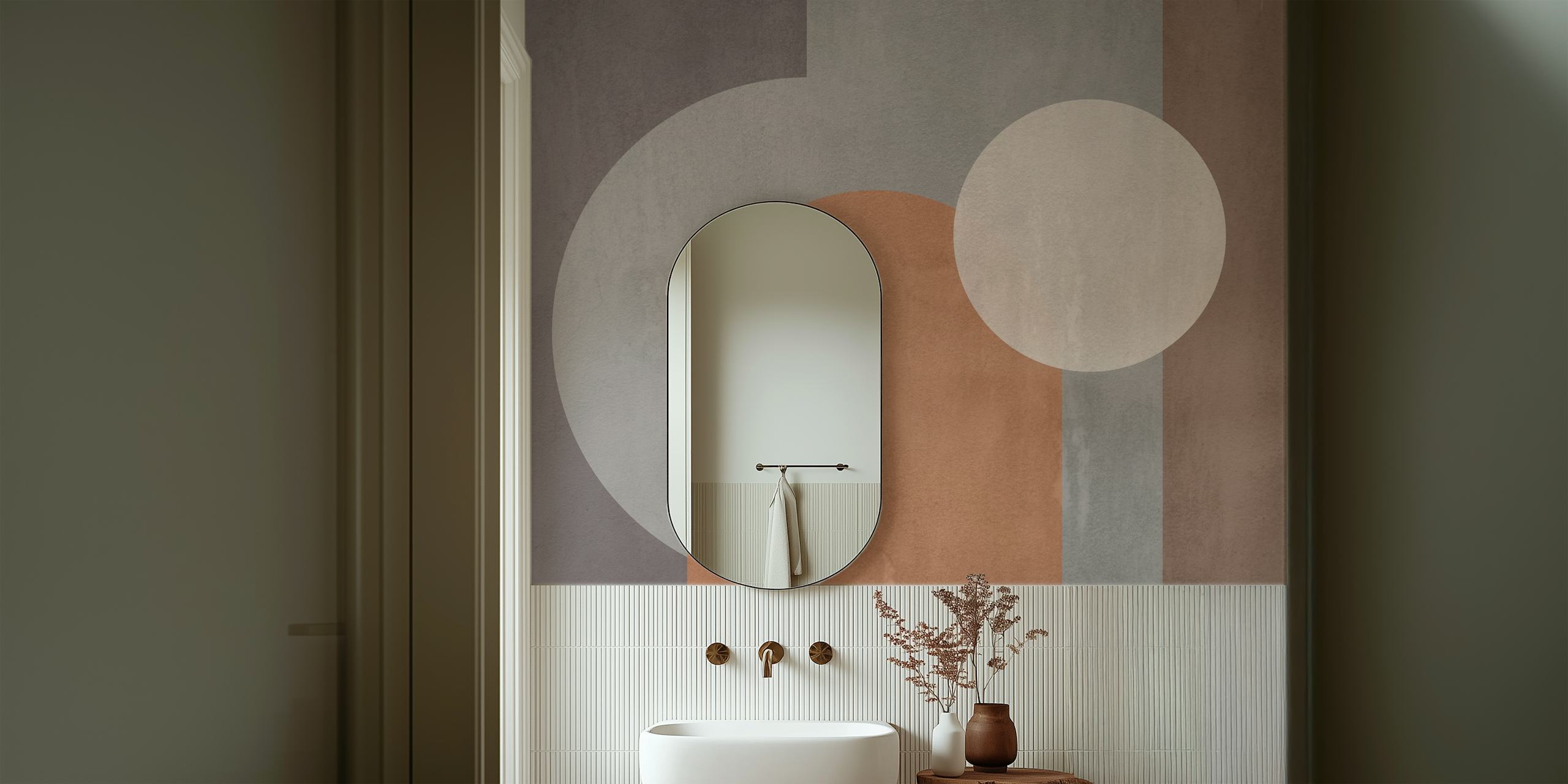Papier peint Soft Cement Geometric dans un décor de pièce