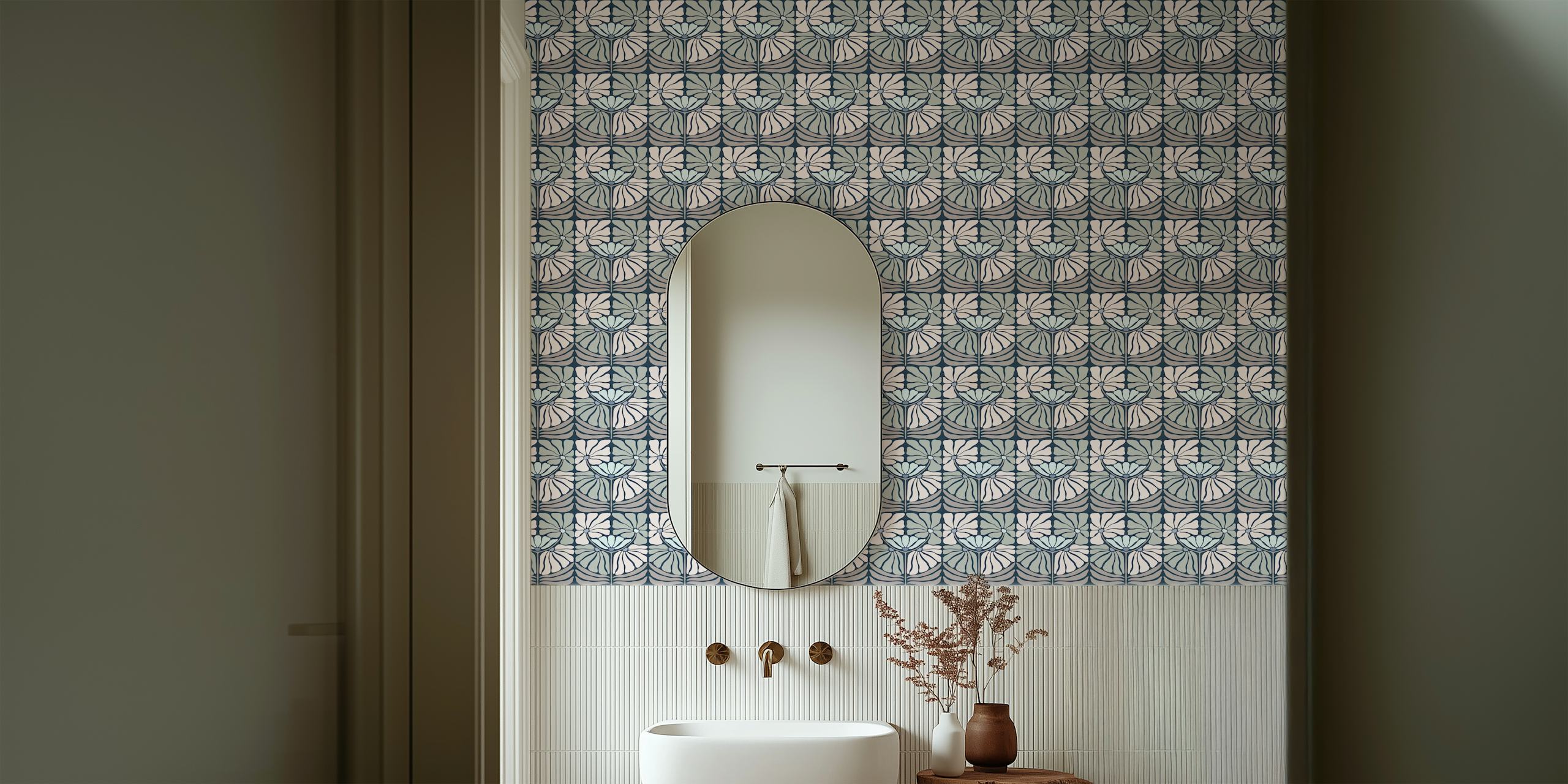 Diseño de papel tapiz Elegant Flowers en una habitación