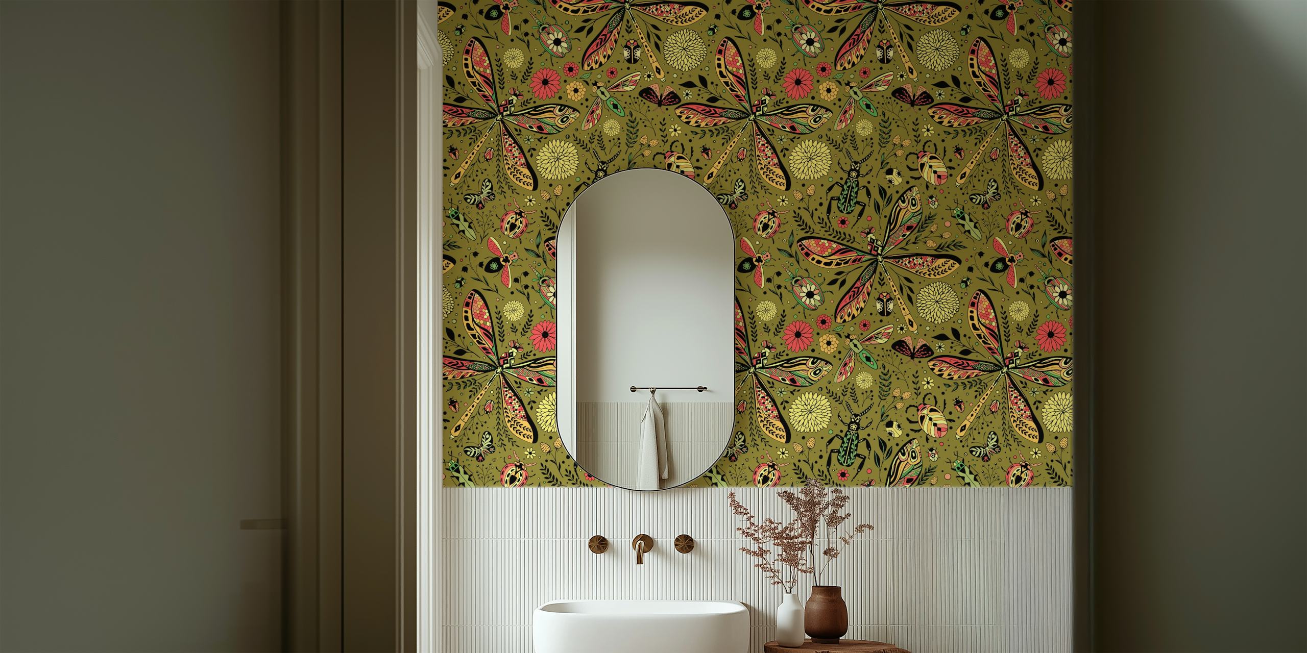 Doodle bugs na mechu zeleném v nastavení místnosti