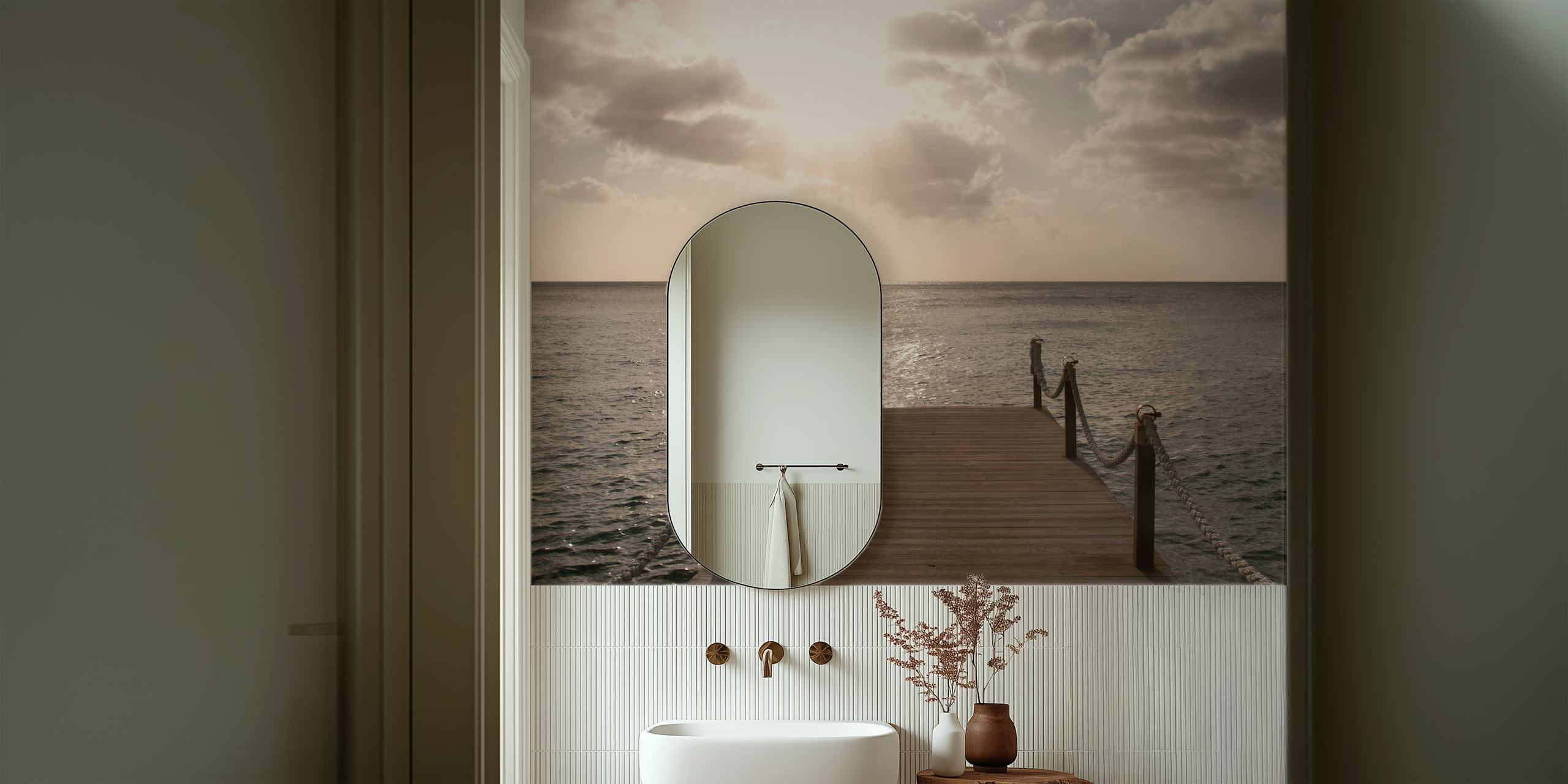 Papel pintado de Sunset at Caribbean Beach en una habitación acogedora