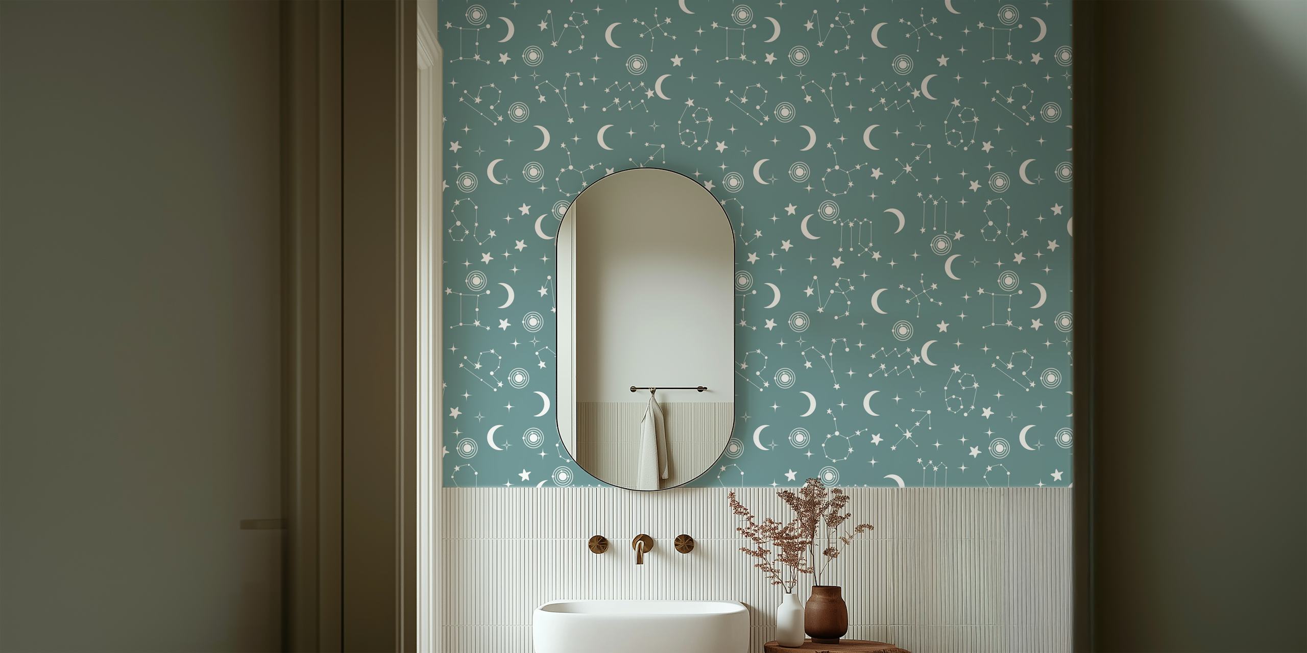 Stars and constellations pattern on a grey background wallpaper