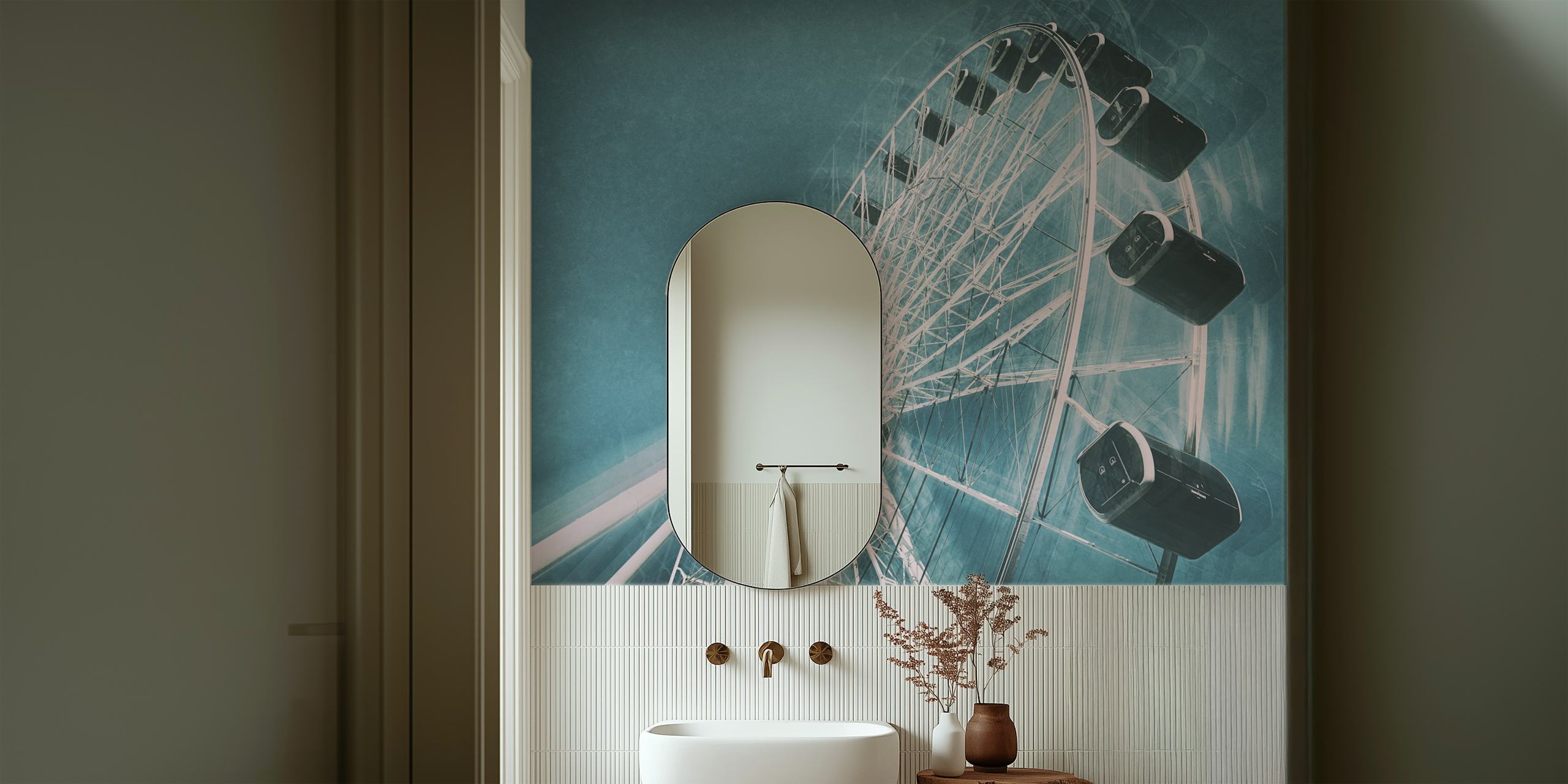 Ferris wheel wallpaper in a room