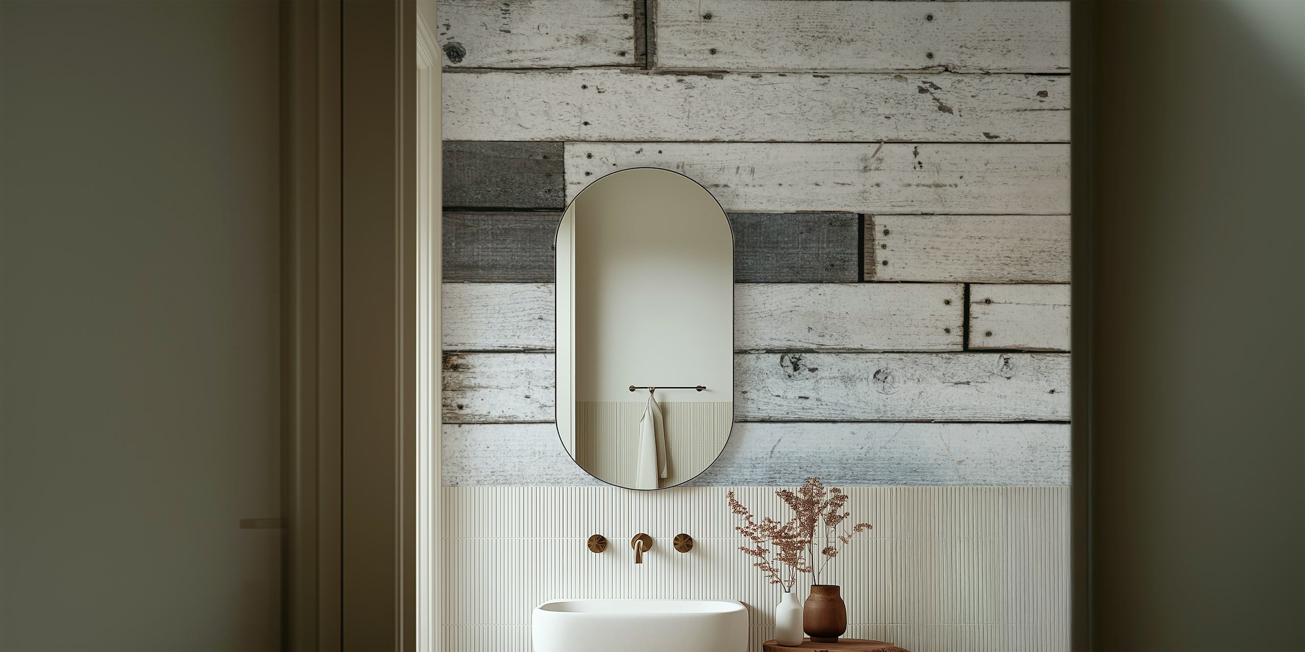 Ταπετσαρία Wood Planks σε ένα κομψό δωμάτιο