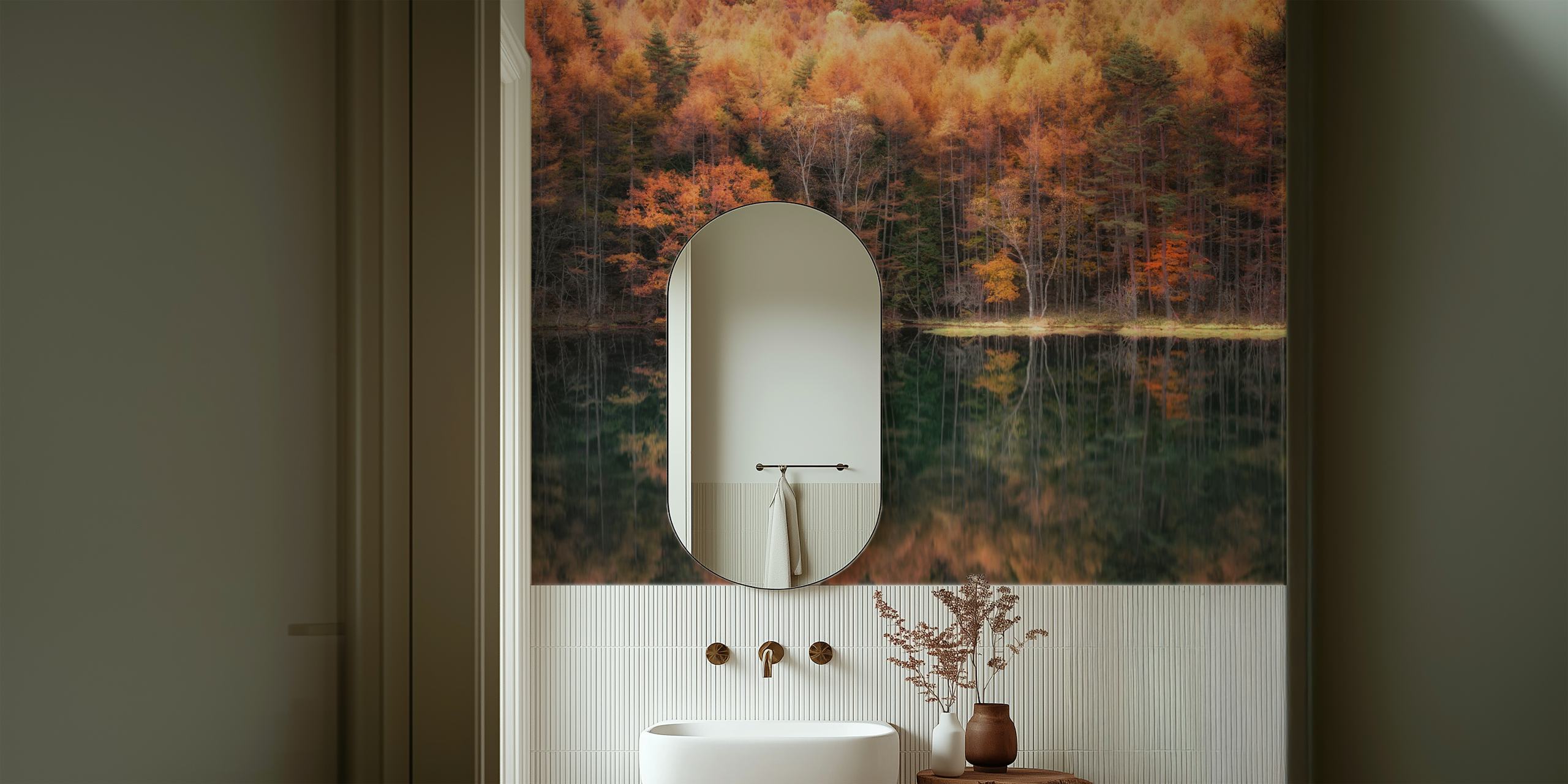 Autumn reflection wallpaper design