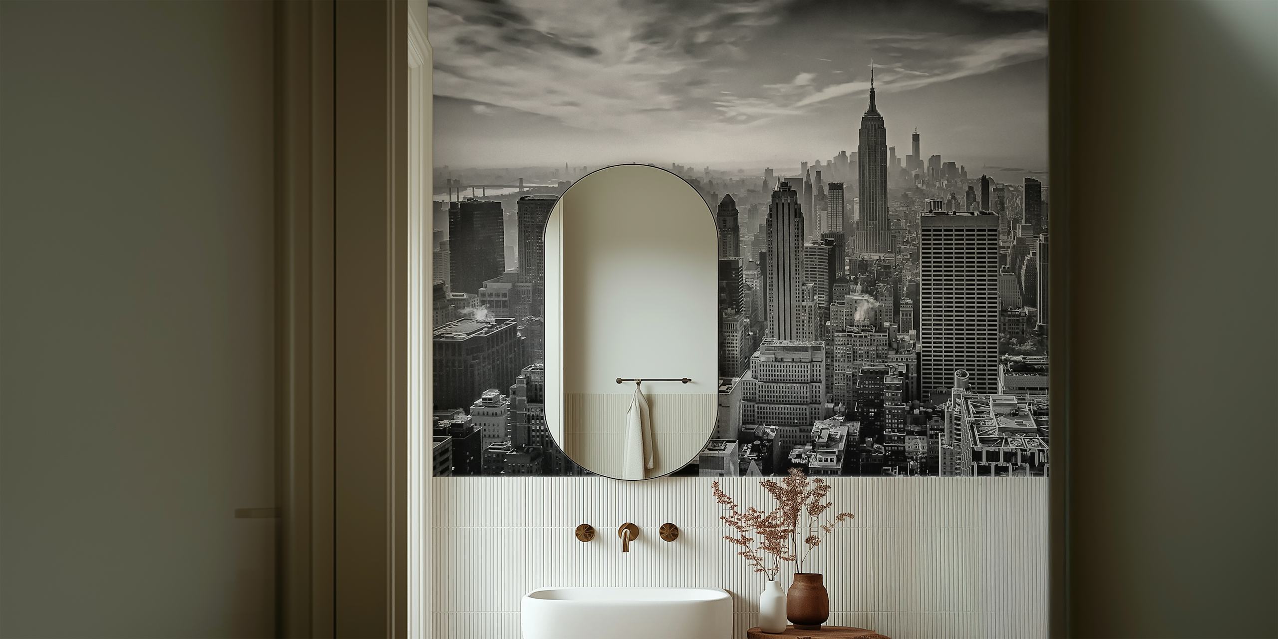 Hazy Gotham wallpaper in a modern interior
