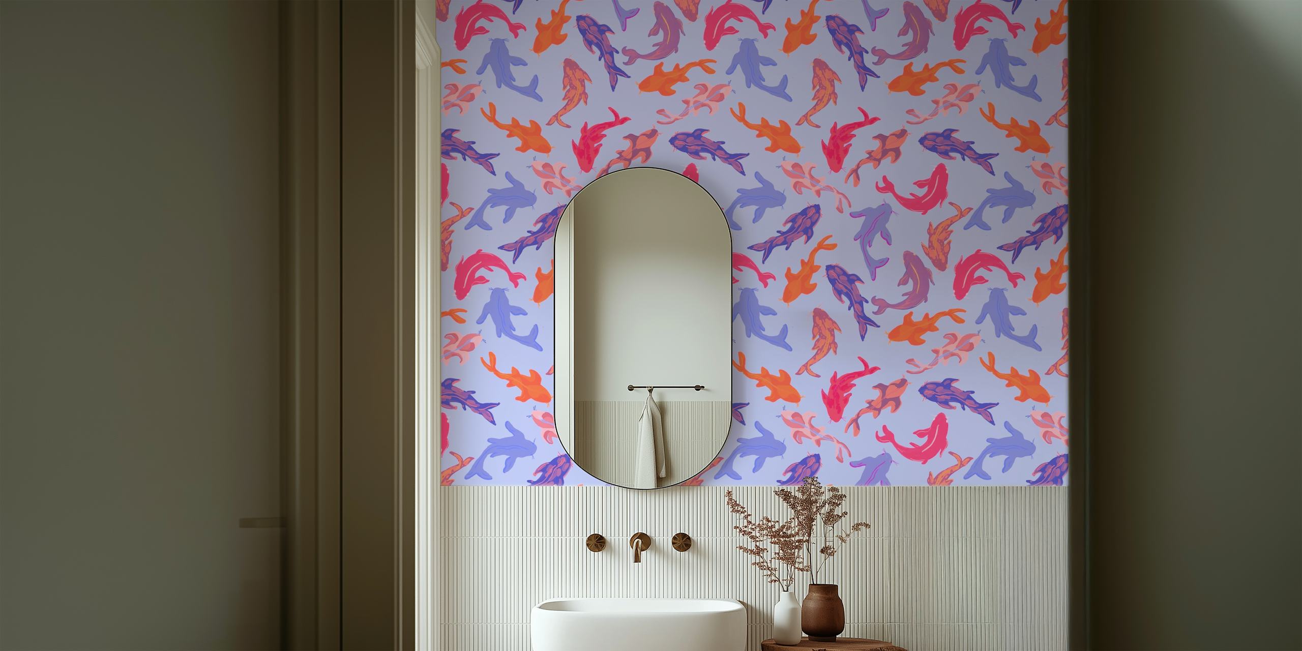 Koi Fish Lilah wallpaper in a room setting