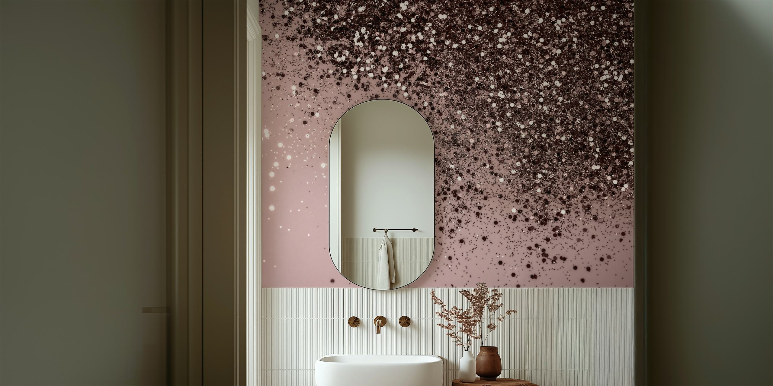 Sparkling Mauve Lady Glitter tapet i ett rum