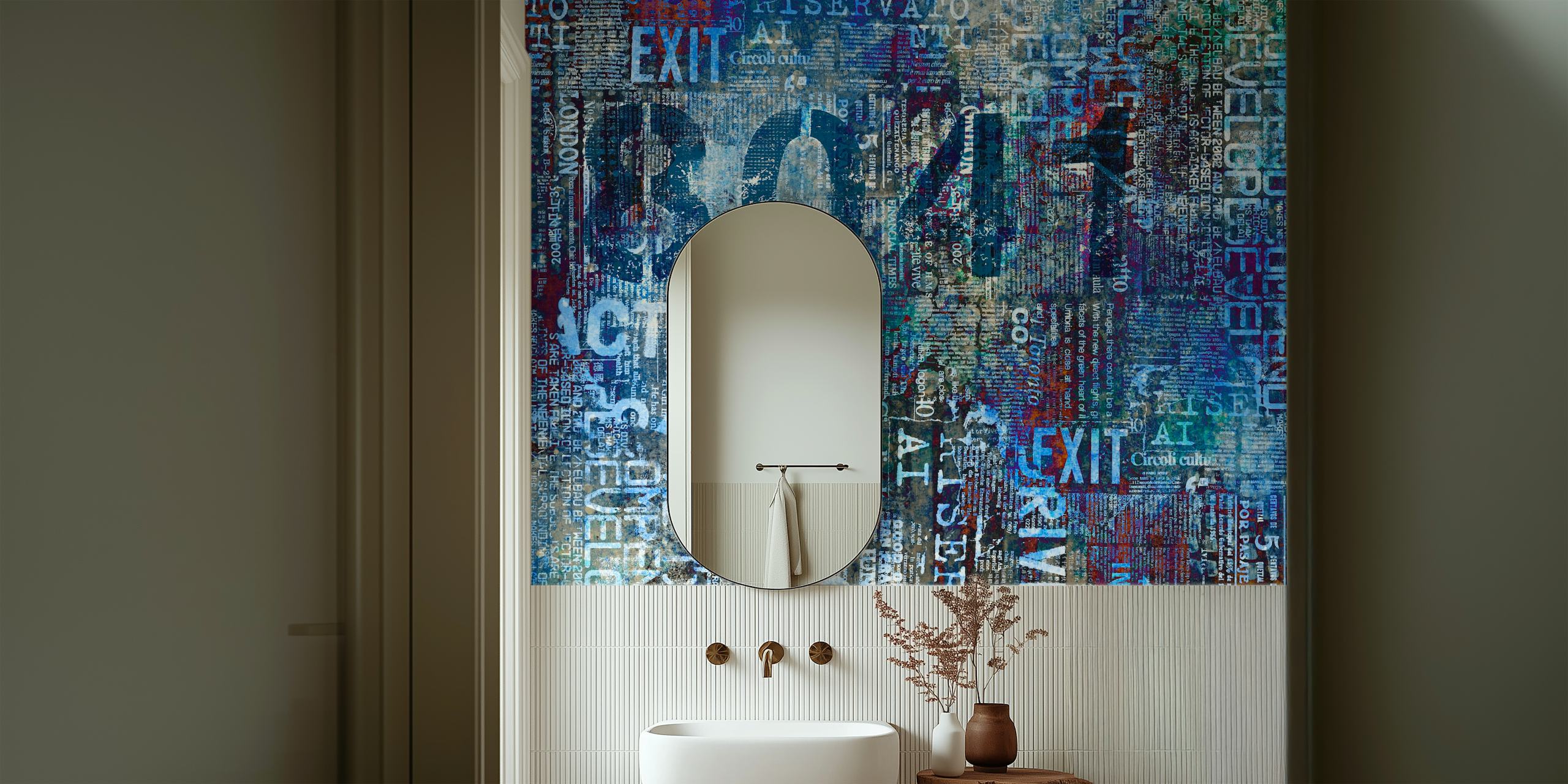 papel pintado Blue Urban Street Art en una habitación