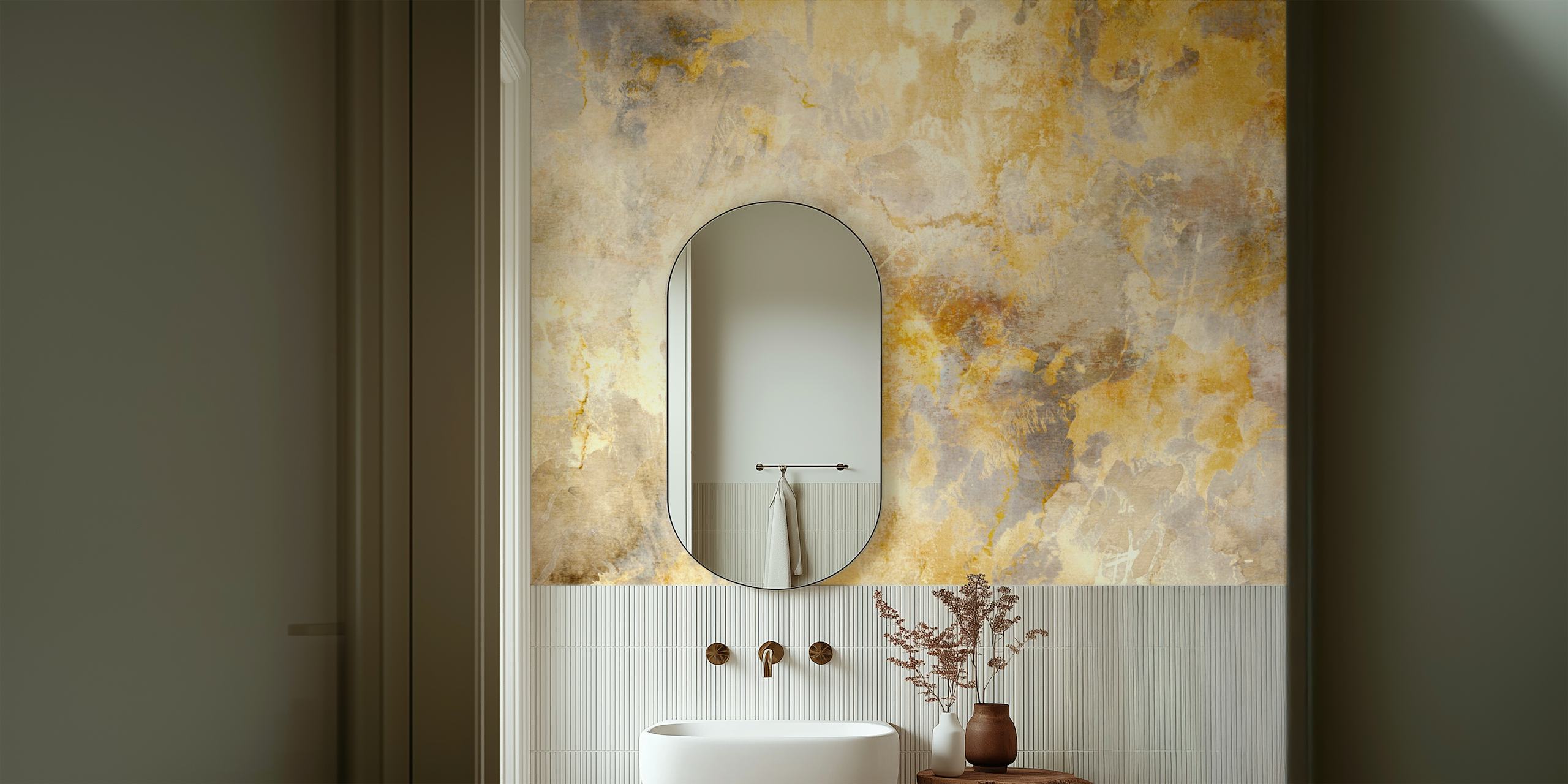 Golden Stone behang weergegeven in een kamer