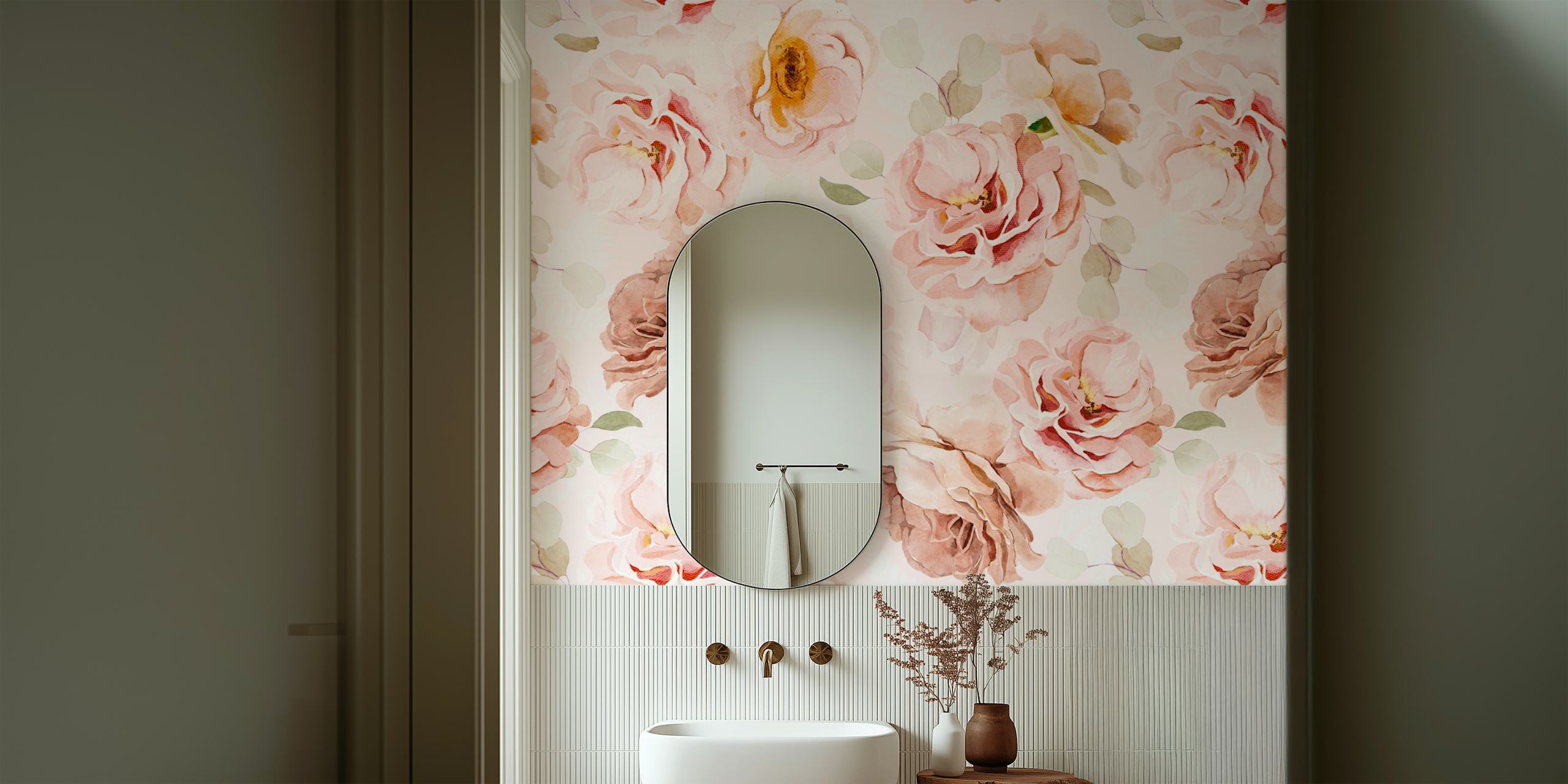 Soft Blush Peonies wallpaper design