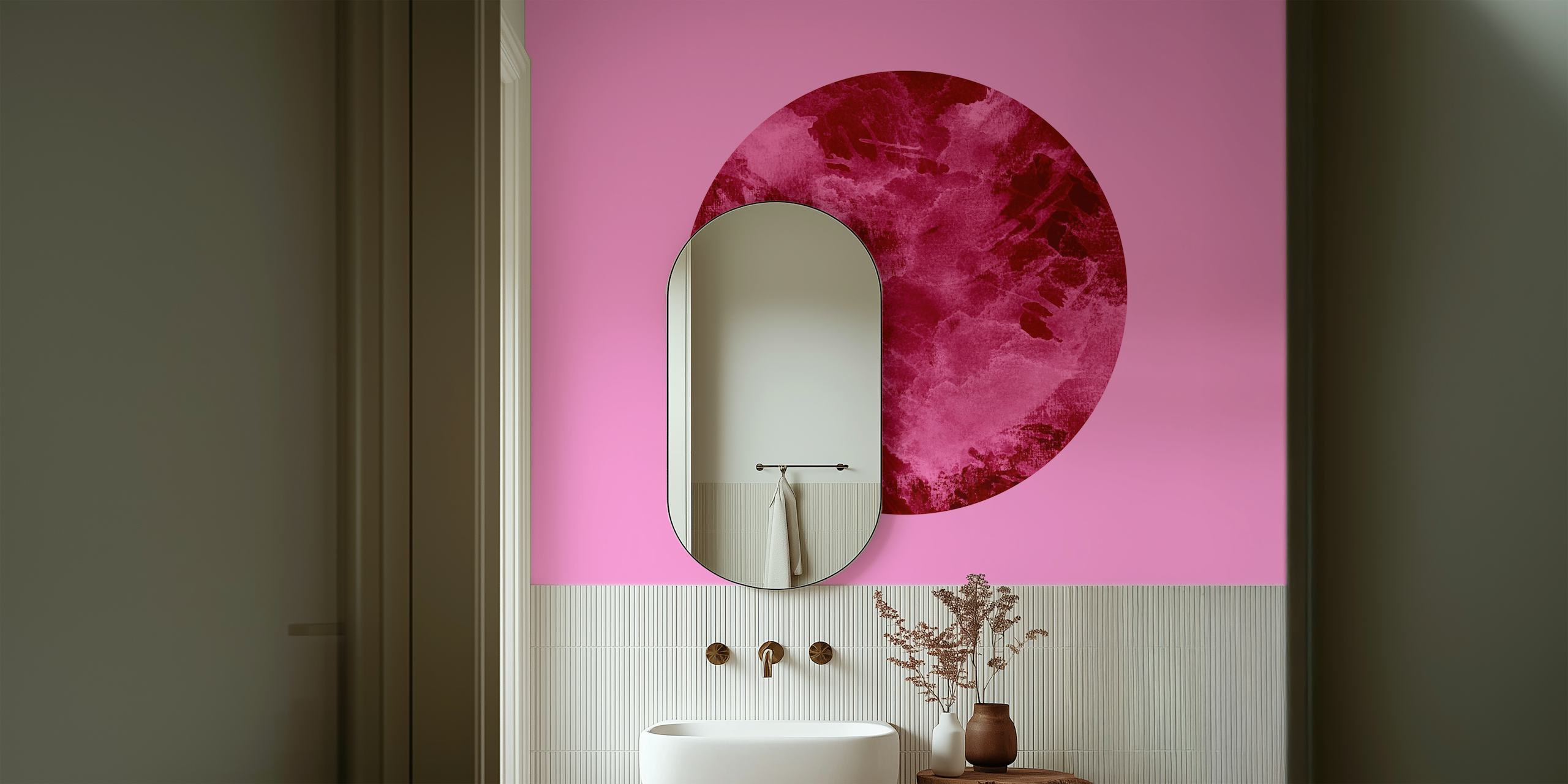 Abstract magenta circle on bright pink background wallpaper