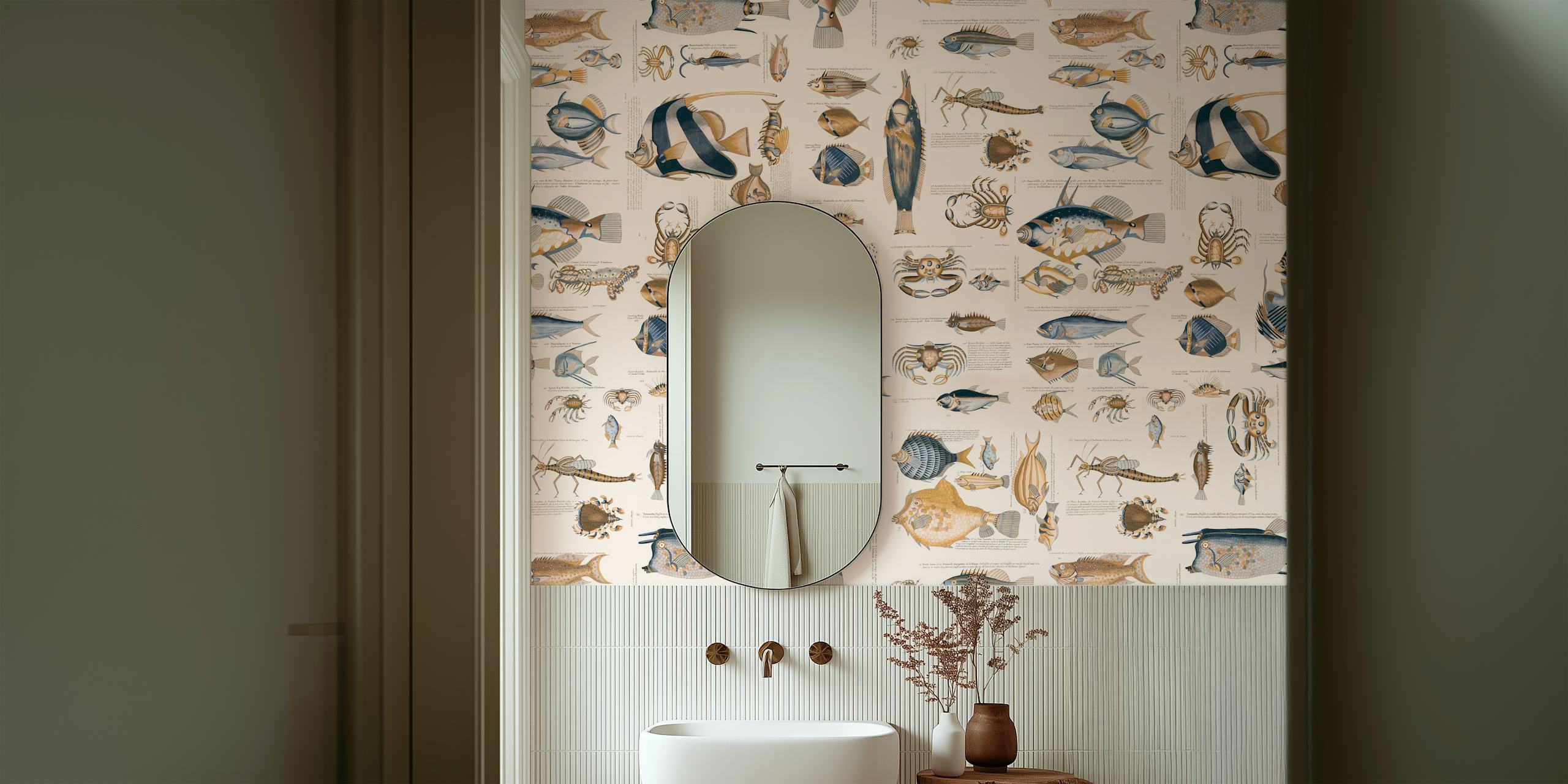 Fish and sea life wallpaper design v místnosti