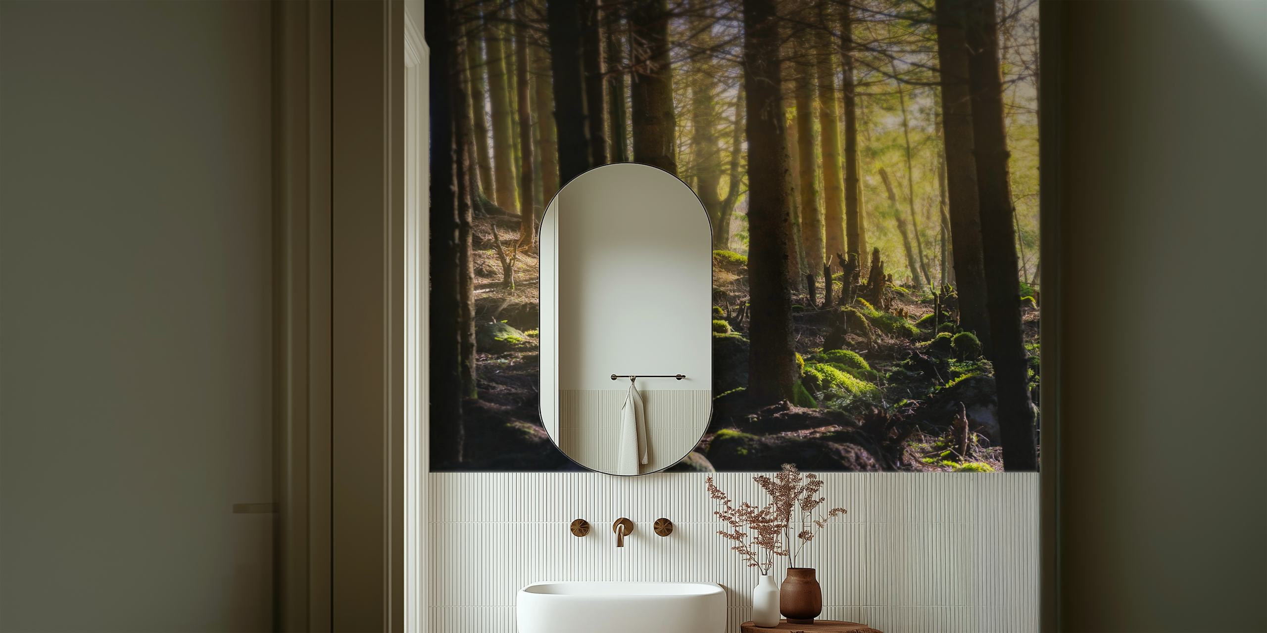Forest lights wallpaper in a room