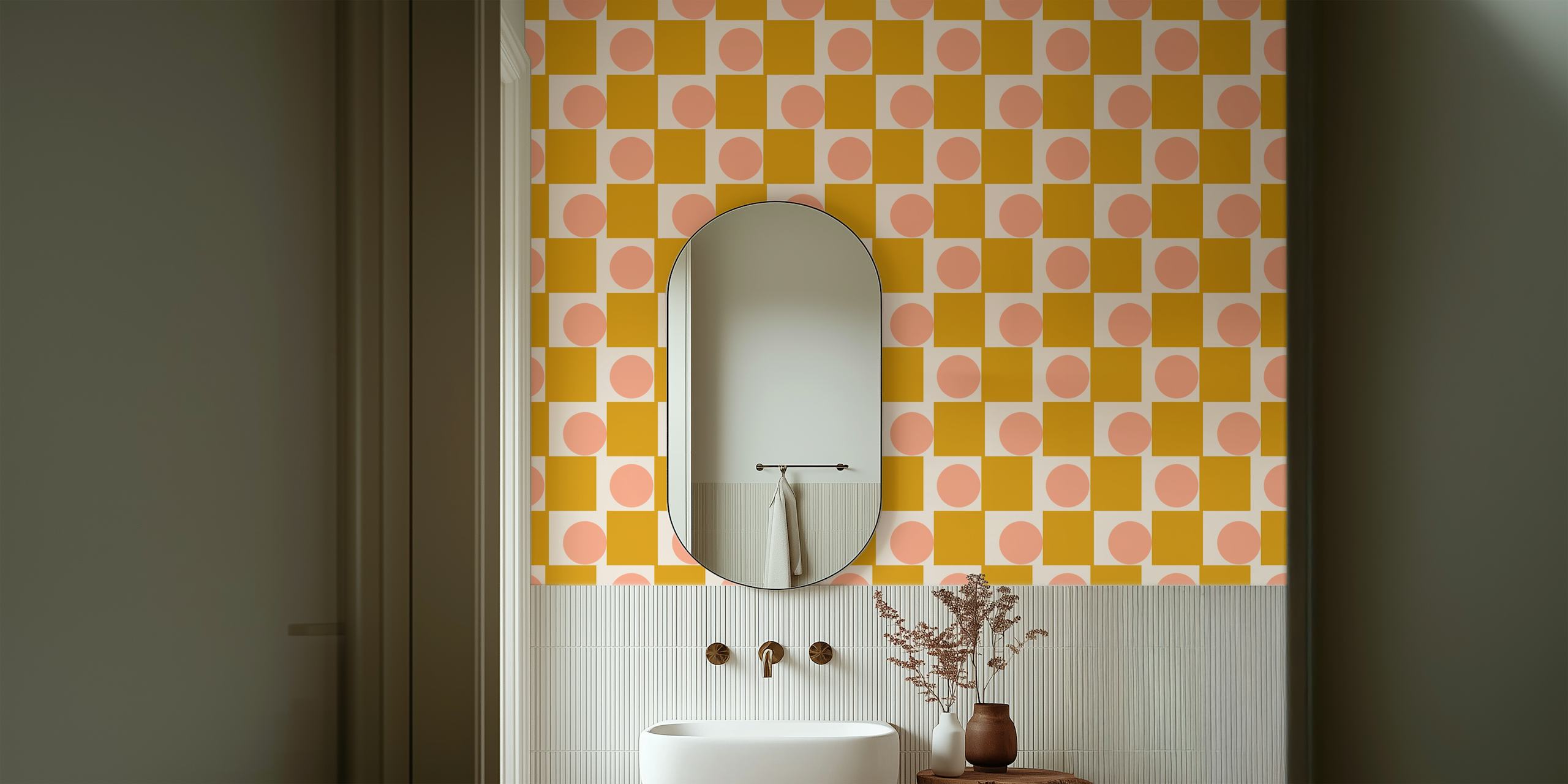 Geometric Shapes in Goldenrod and Blush Pink