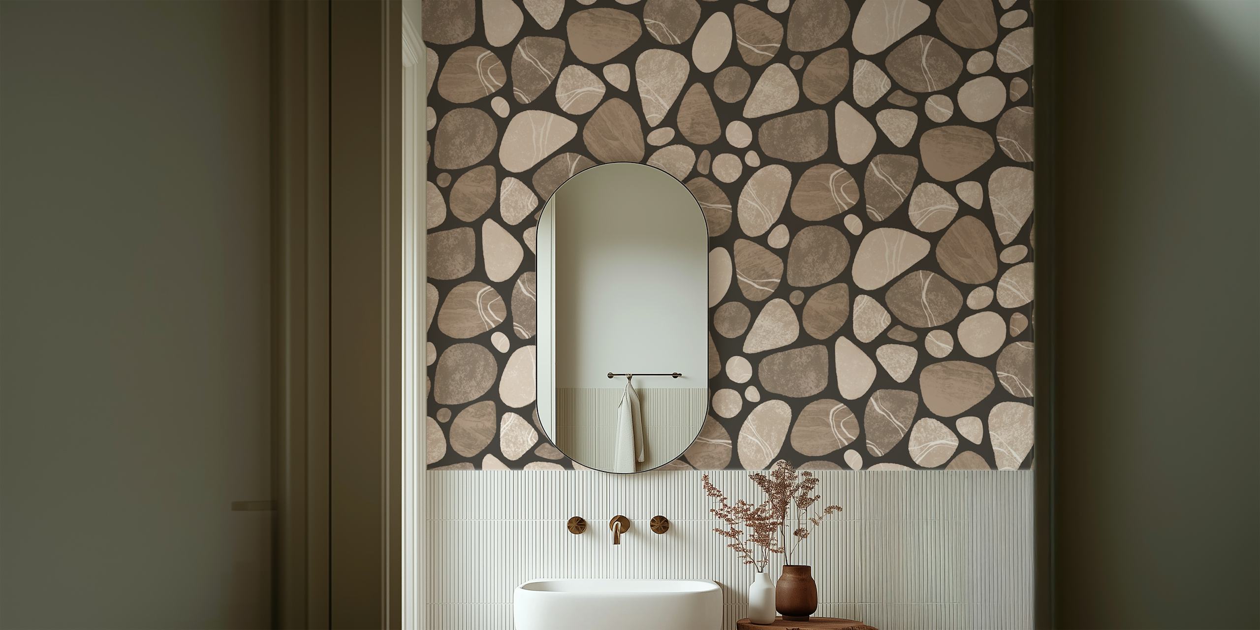 Pebble Serenity Stone Pattern -tapetti huoneessa