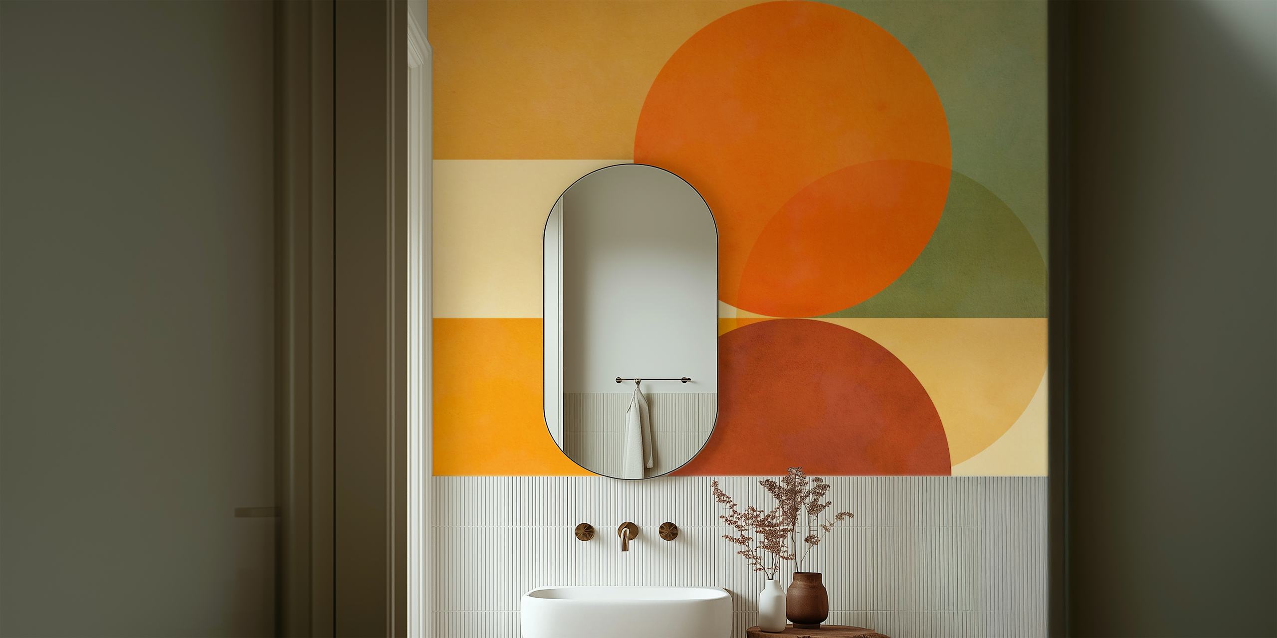 Mid-Century Fall Colours mural in a room