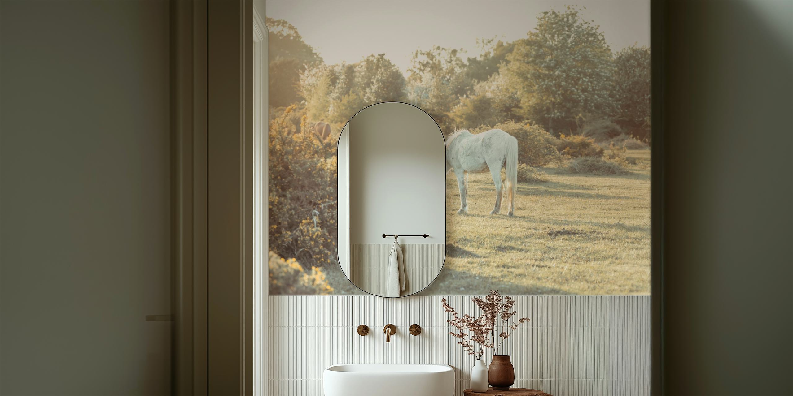 Grazing Horses i en naturlig setting