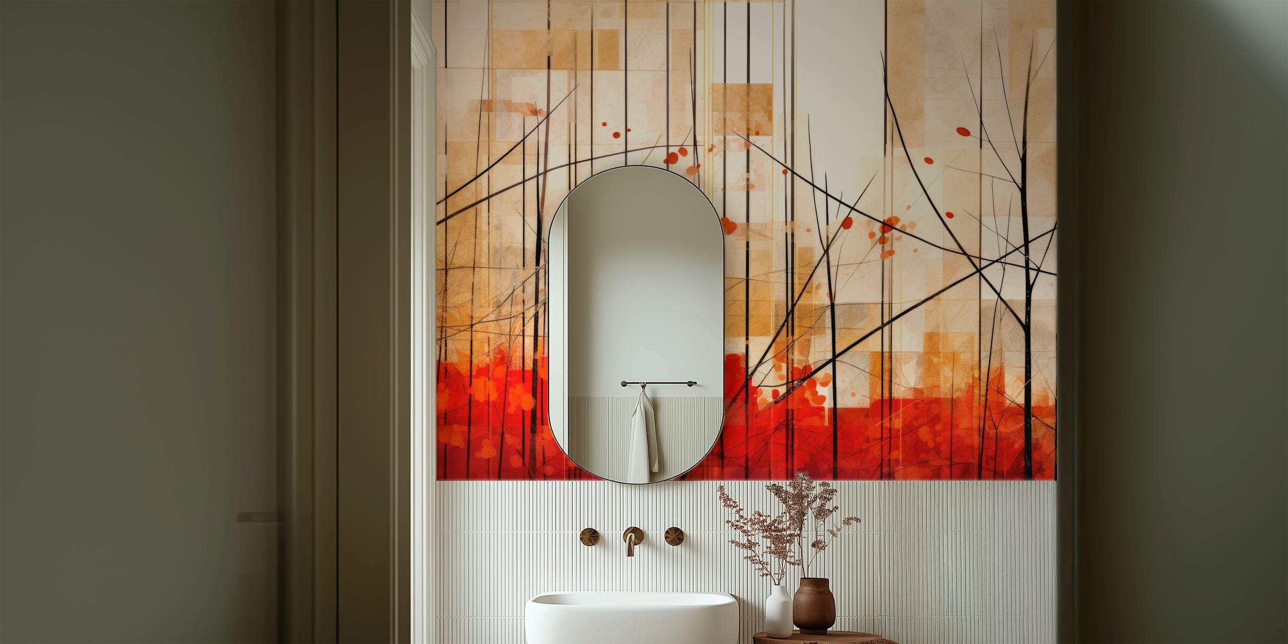 Geometric Art Autumn Wood Wallpaper Design