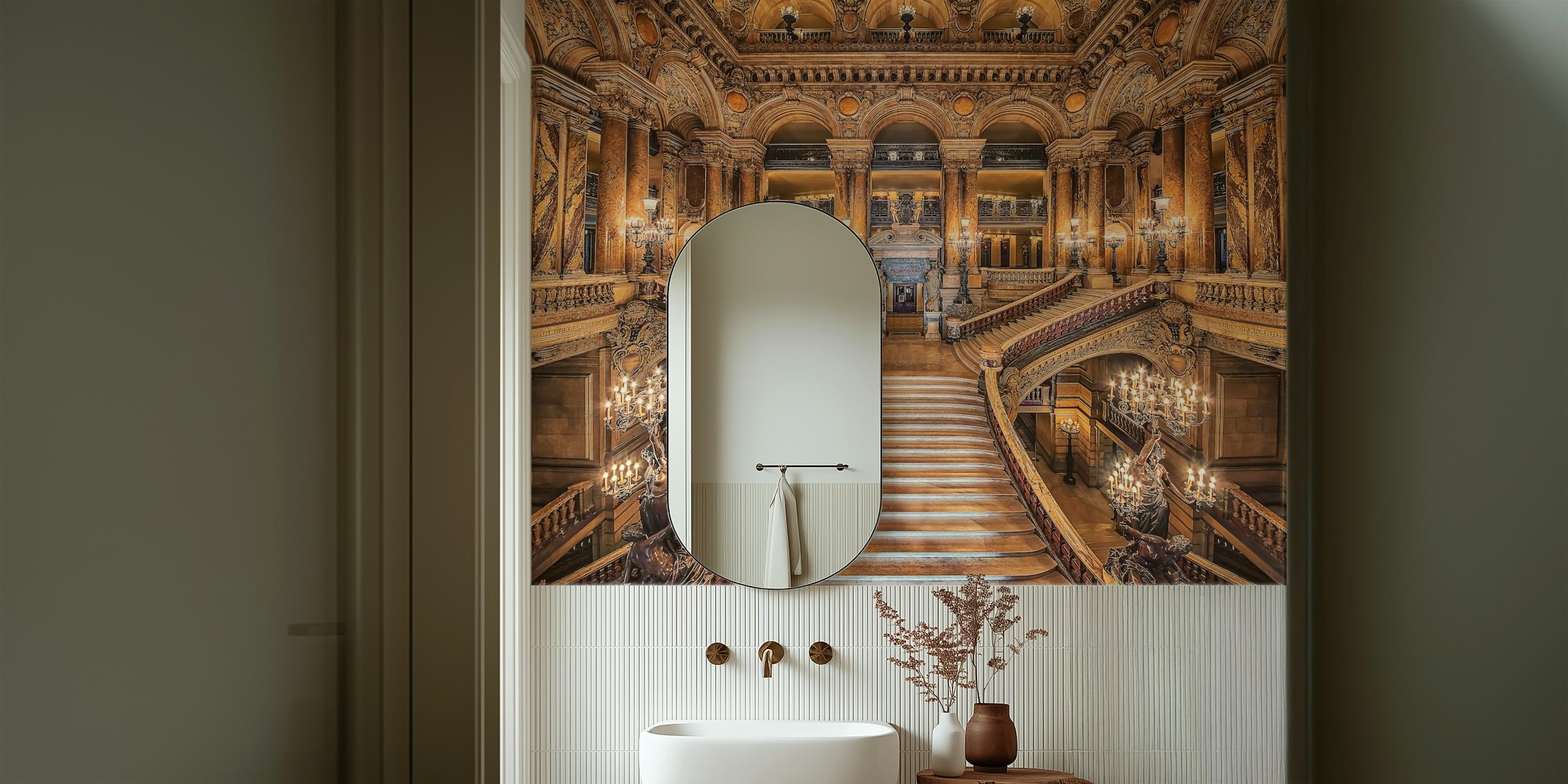 Palais Garnier opera house interior wall mural with grand staircases and golden ornaments