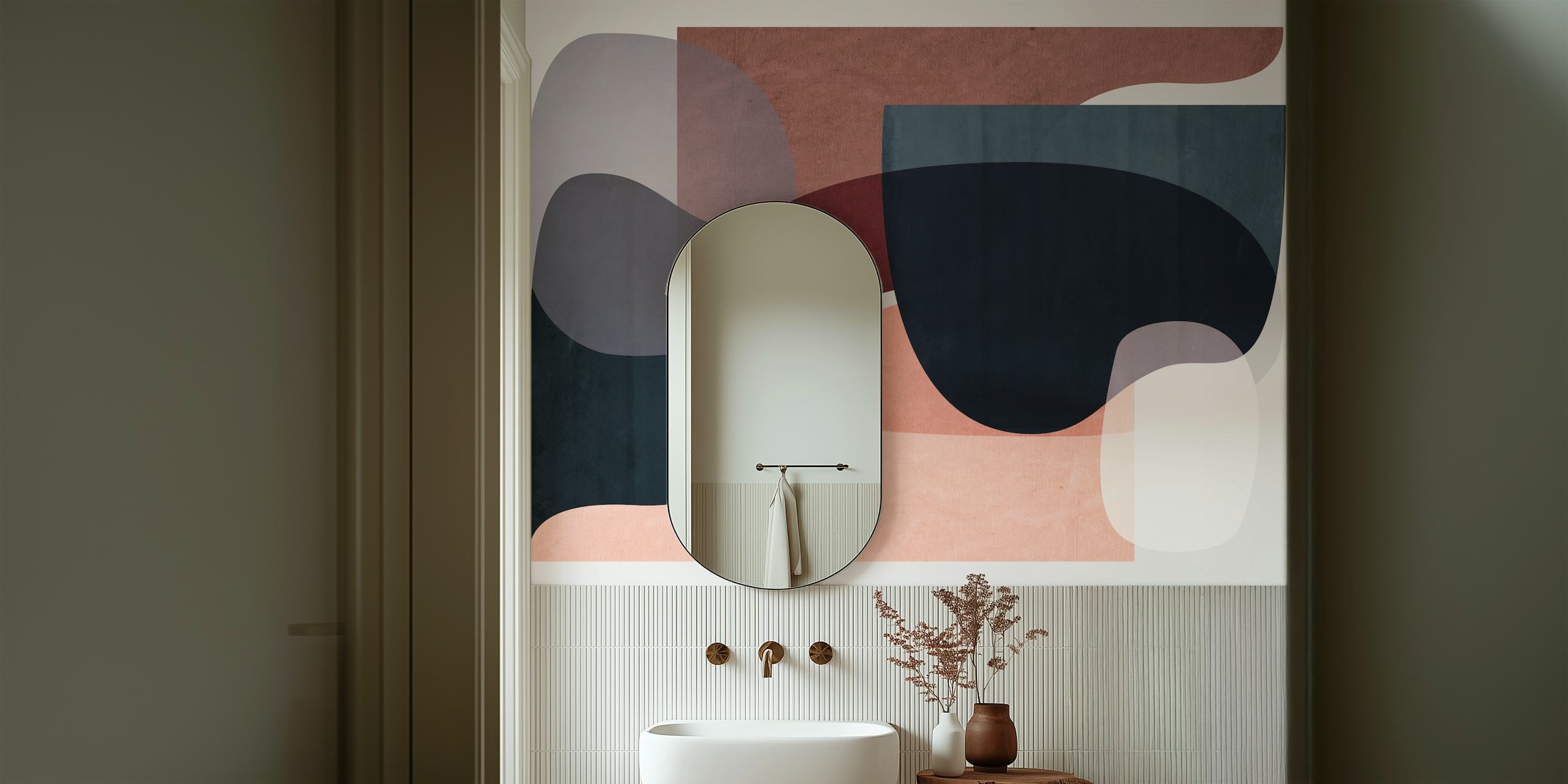Abstract multi-colored shapes in dark tones wallpaper