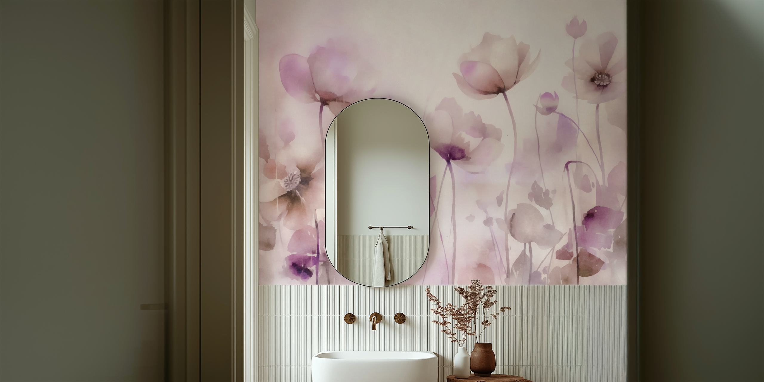 Ethereal Meadow Watercolor Flowers ταπετσαρία σε ένα δωμάτιο