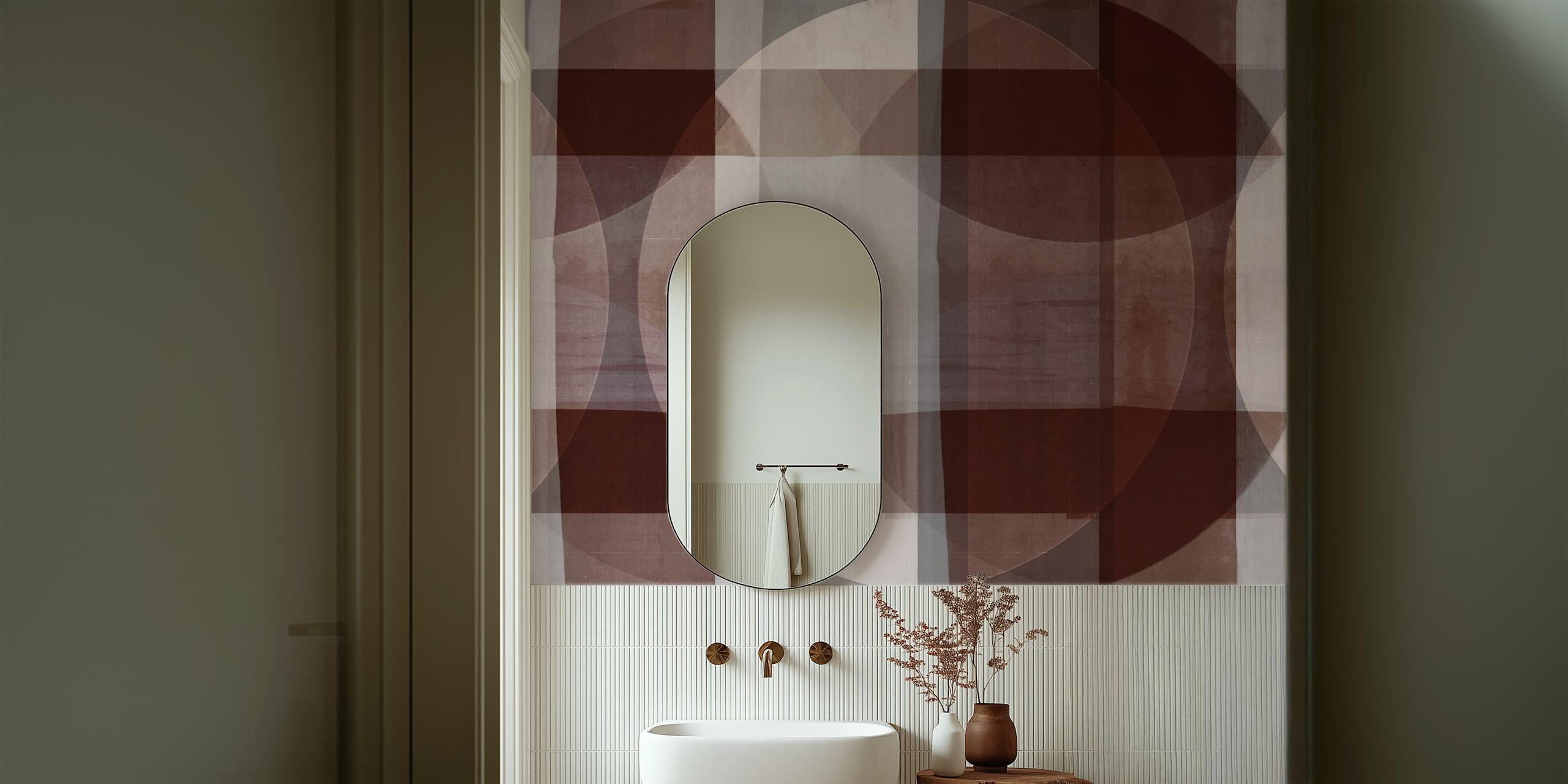 Geometric earthy circle pattern in muted brown colors wallpaper