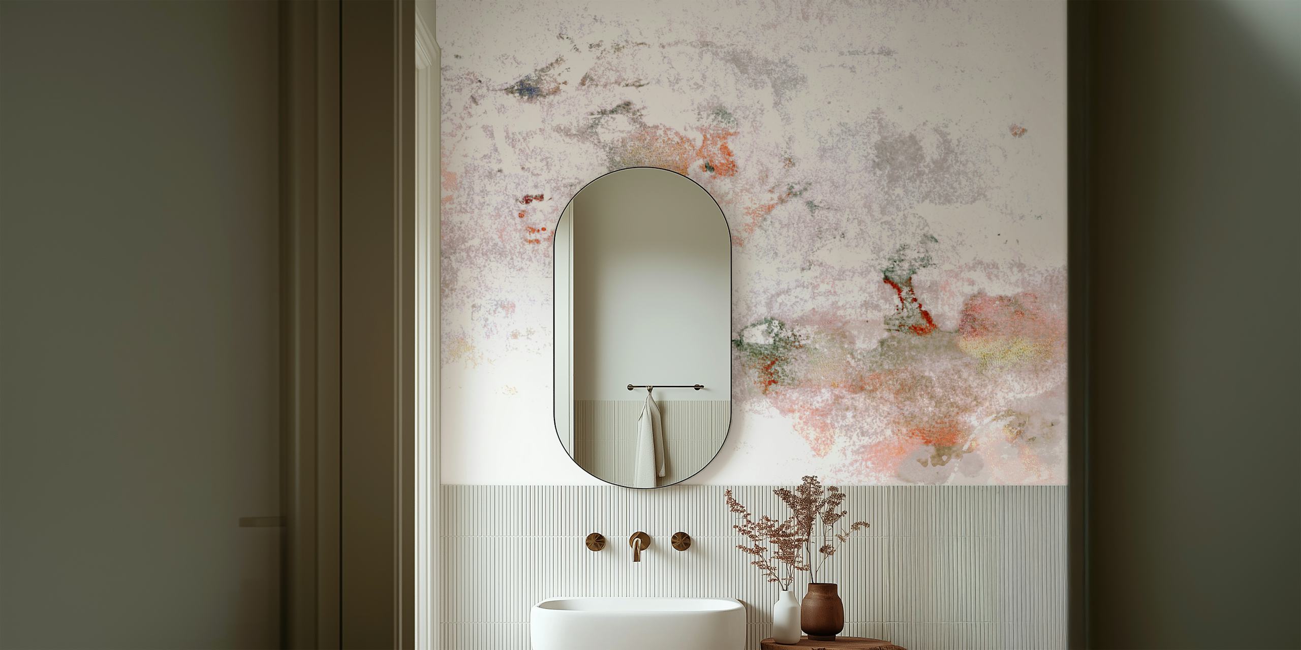 Carta da parati Nordic Neutrals Mist in una stanza