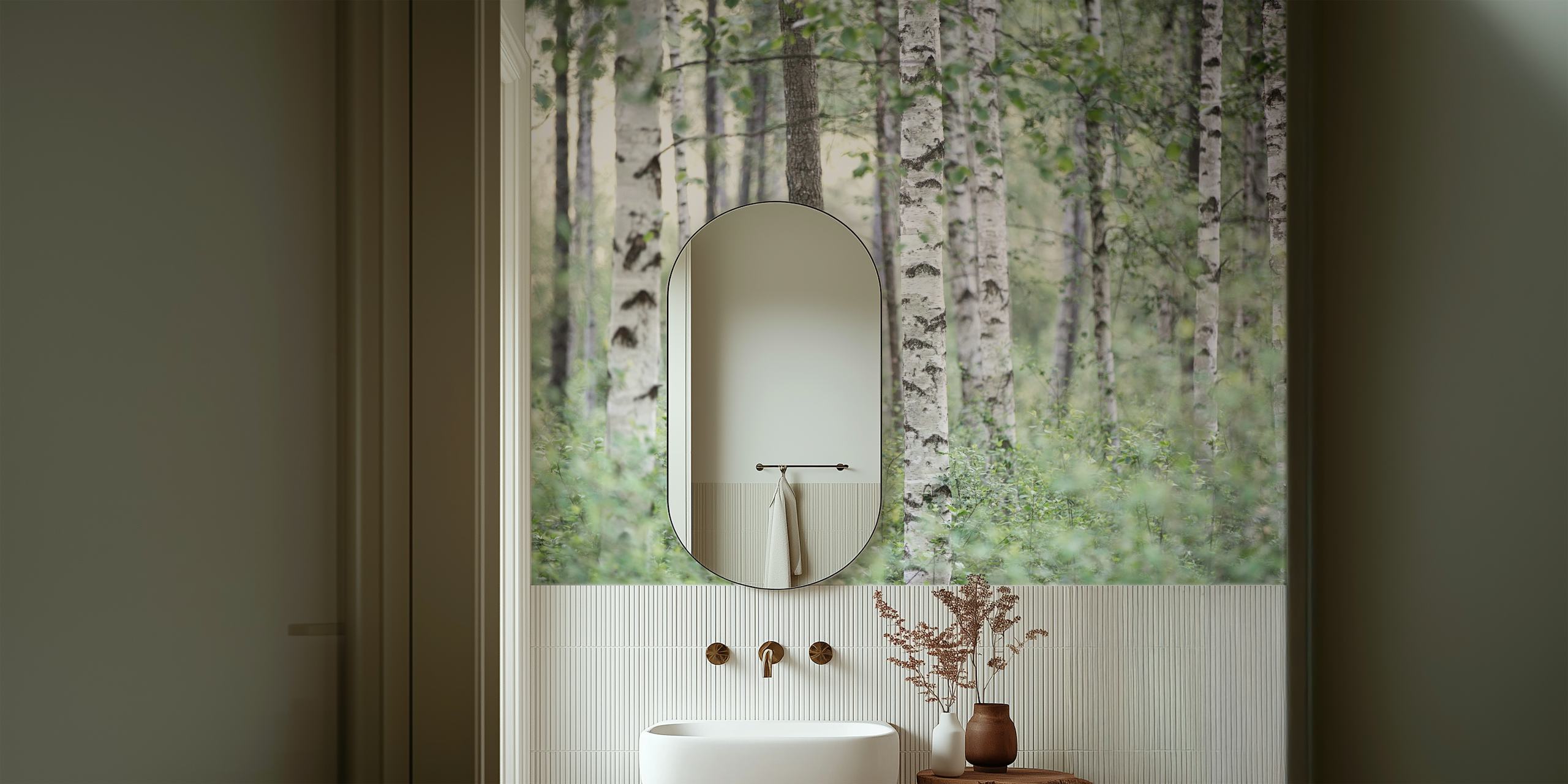Birch Trees tapet i en stue