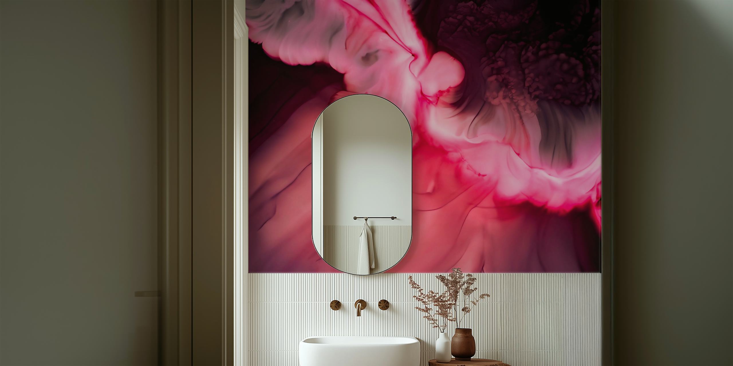 Carta da parati Pink ink abstract in un ambiente