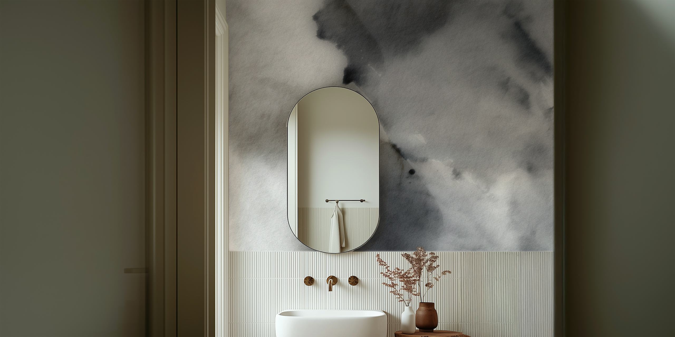 Soft Japandi Neutrals Tapete in einem Zimmer