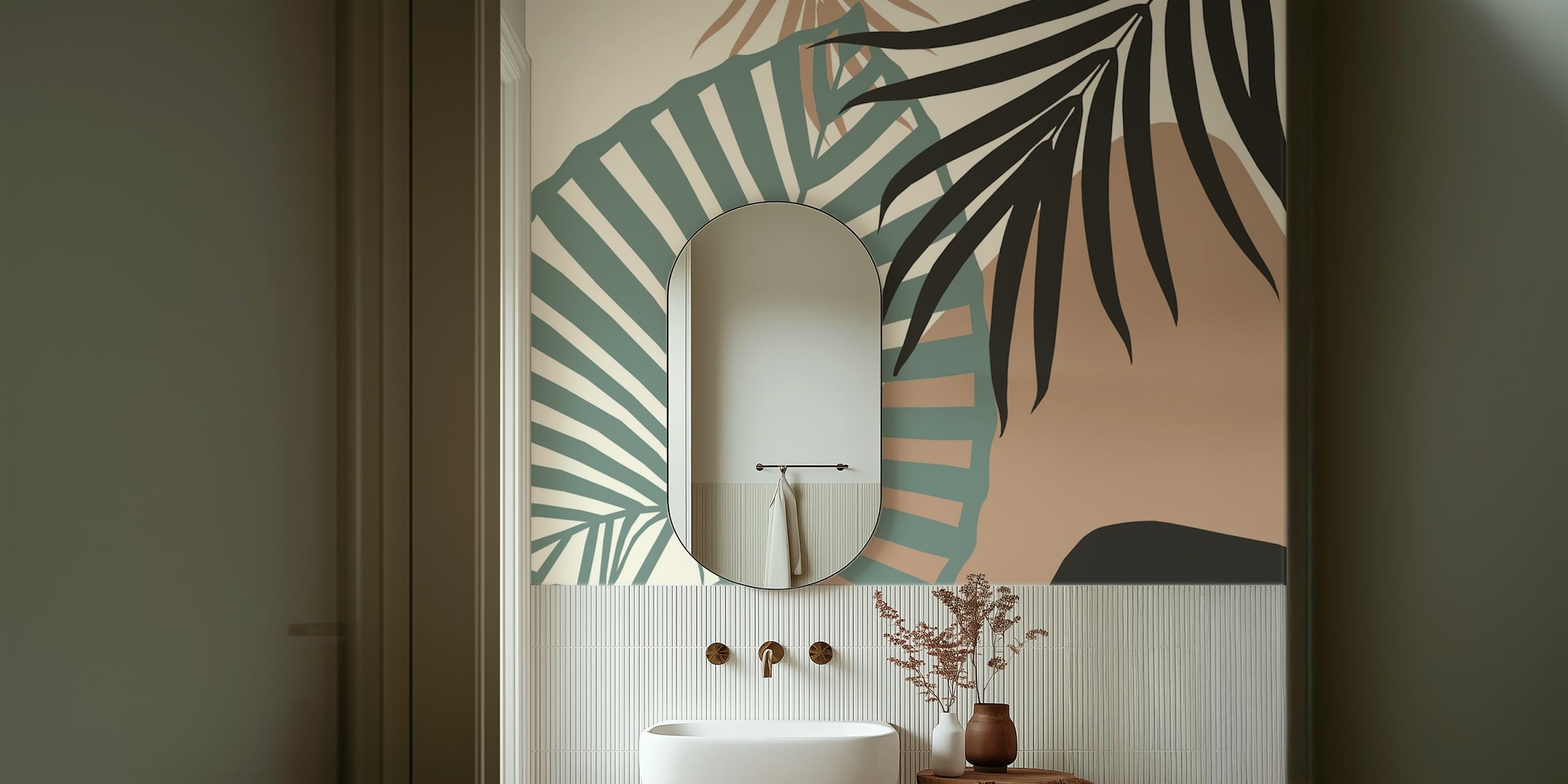 Minimal Jungle Leaves wallpaper in a room