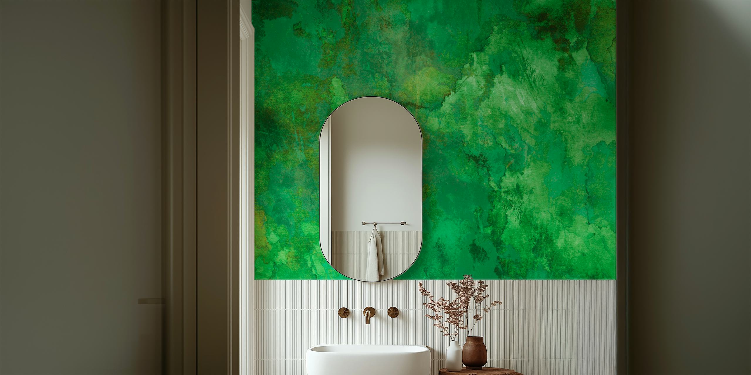 Papel de parede Nordic Moss exibido em um quarto