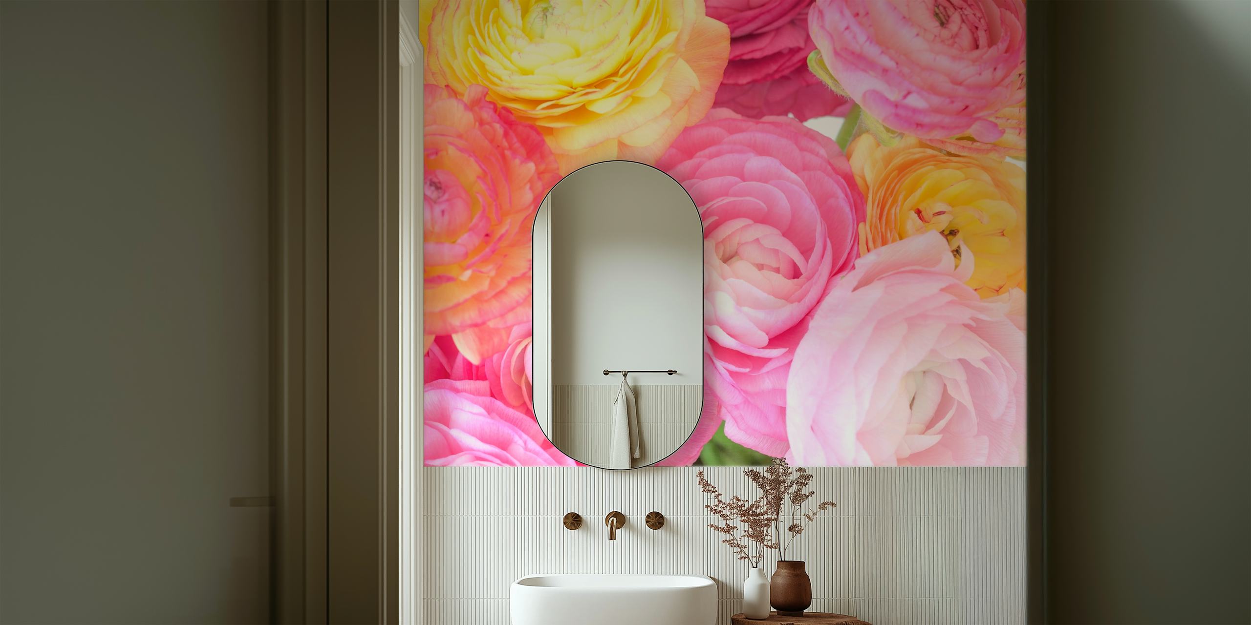 Fotomurais paisagistícos Ranúnculo em cor pastel