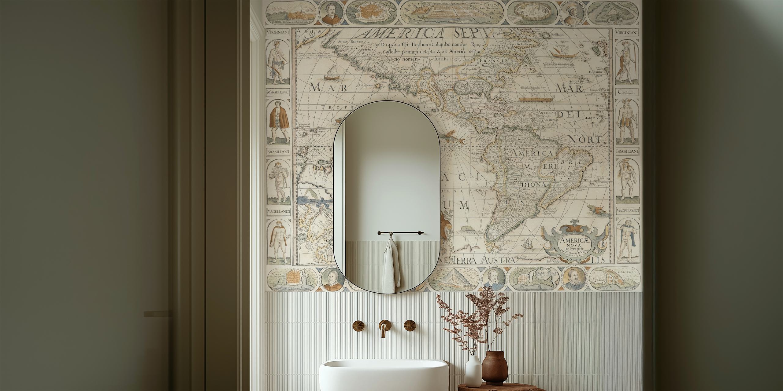Ταπετσαρία Americas Antique World Map σε ένα δωμάτιο