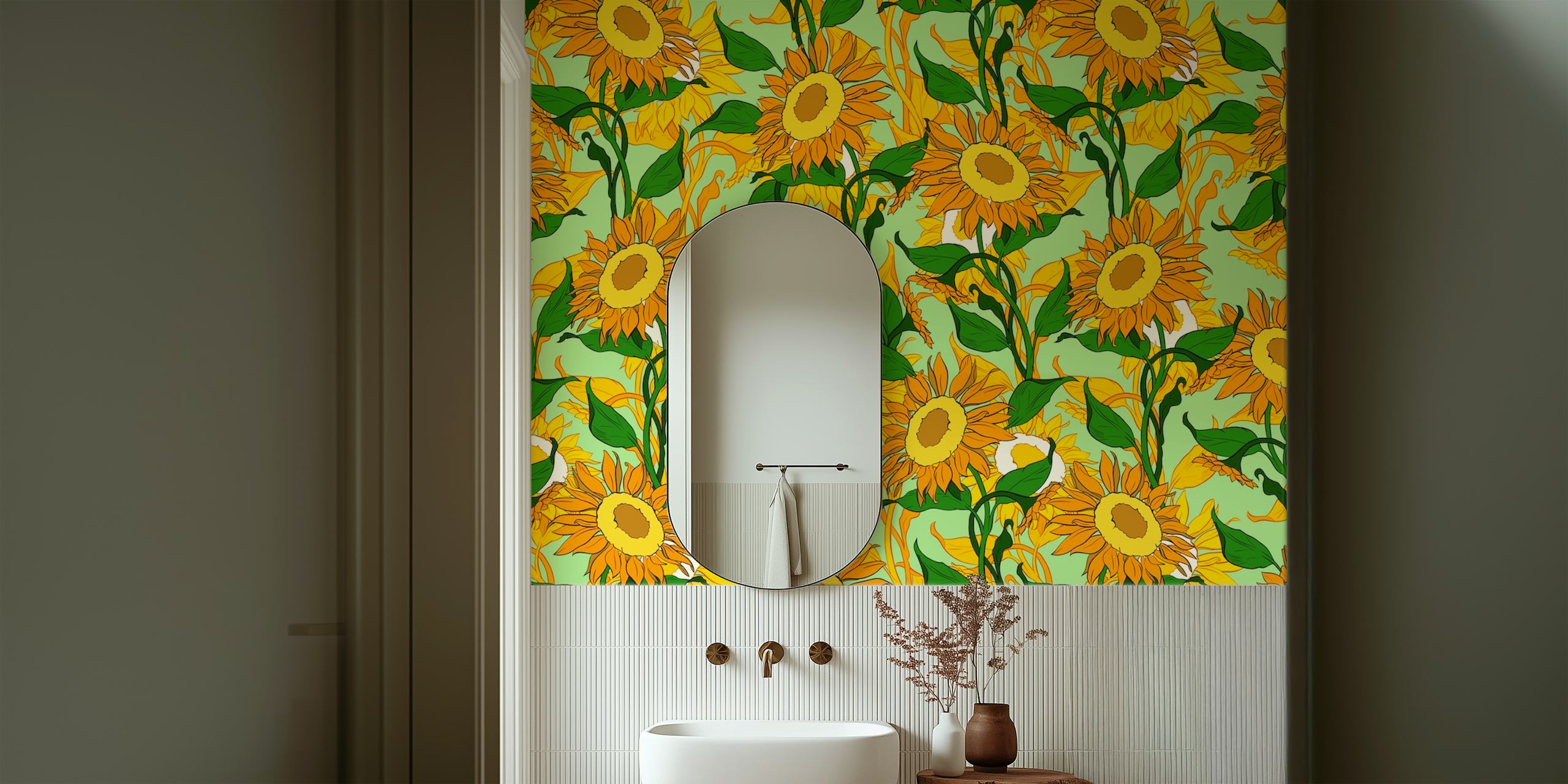 Sun Flower Garden behang zichtbaar in een kamer