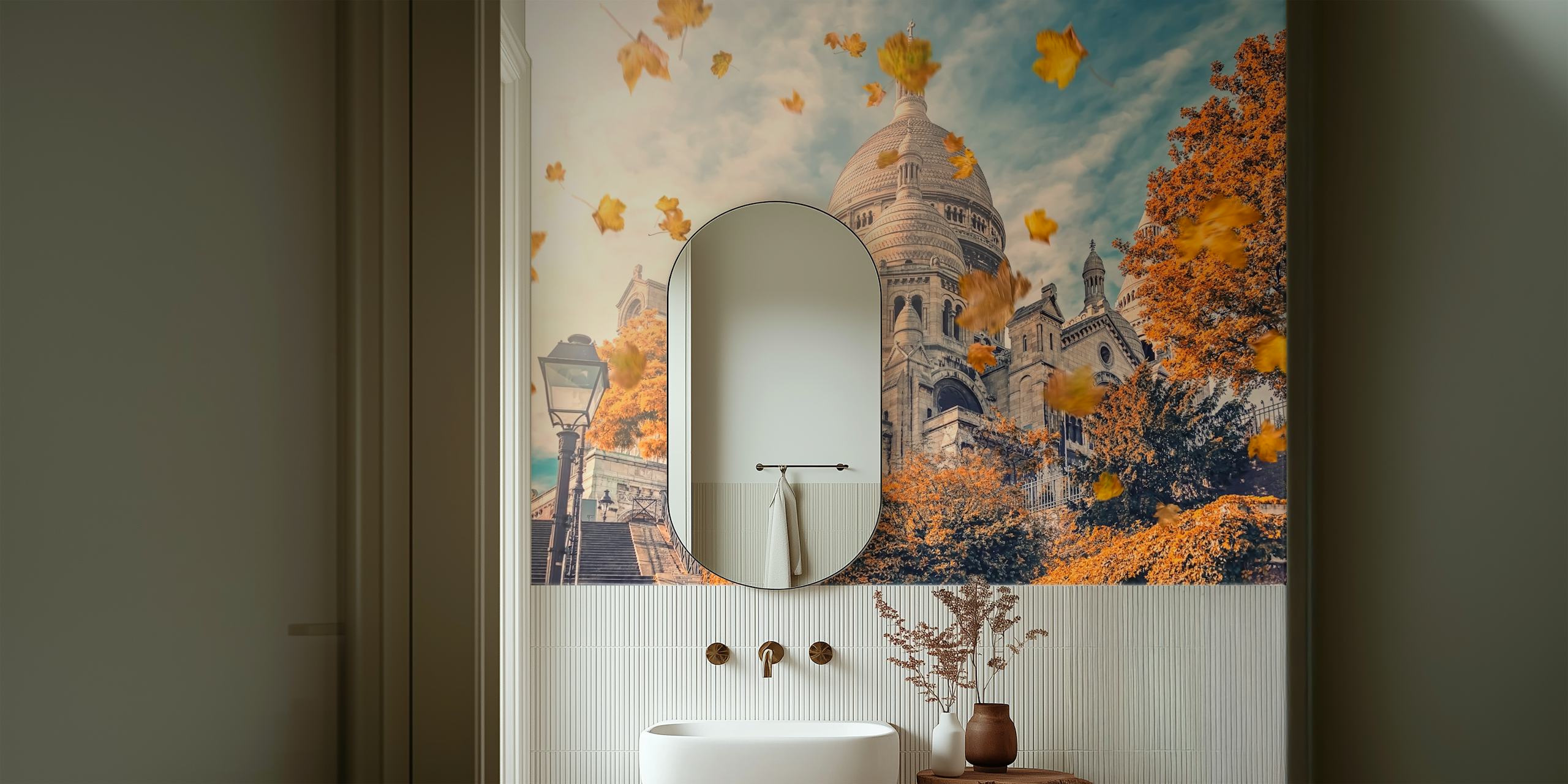 Montmartre At Fall Tapete in einem Zimmer