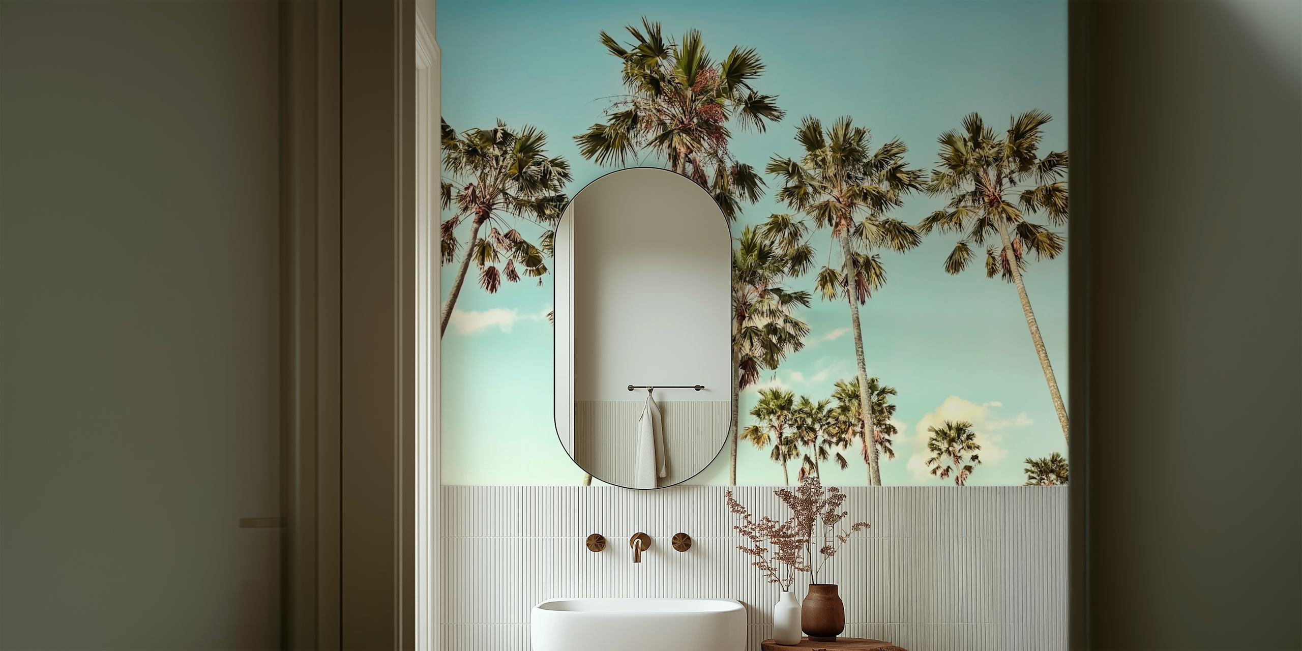 Exotic Vibes tropical palm wallpaper in interior