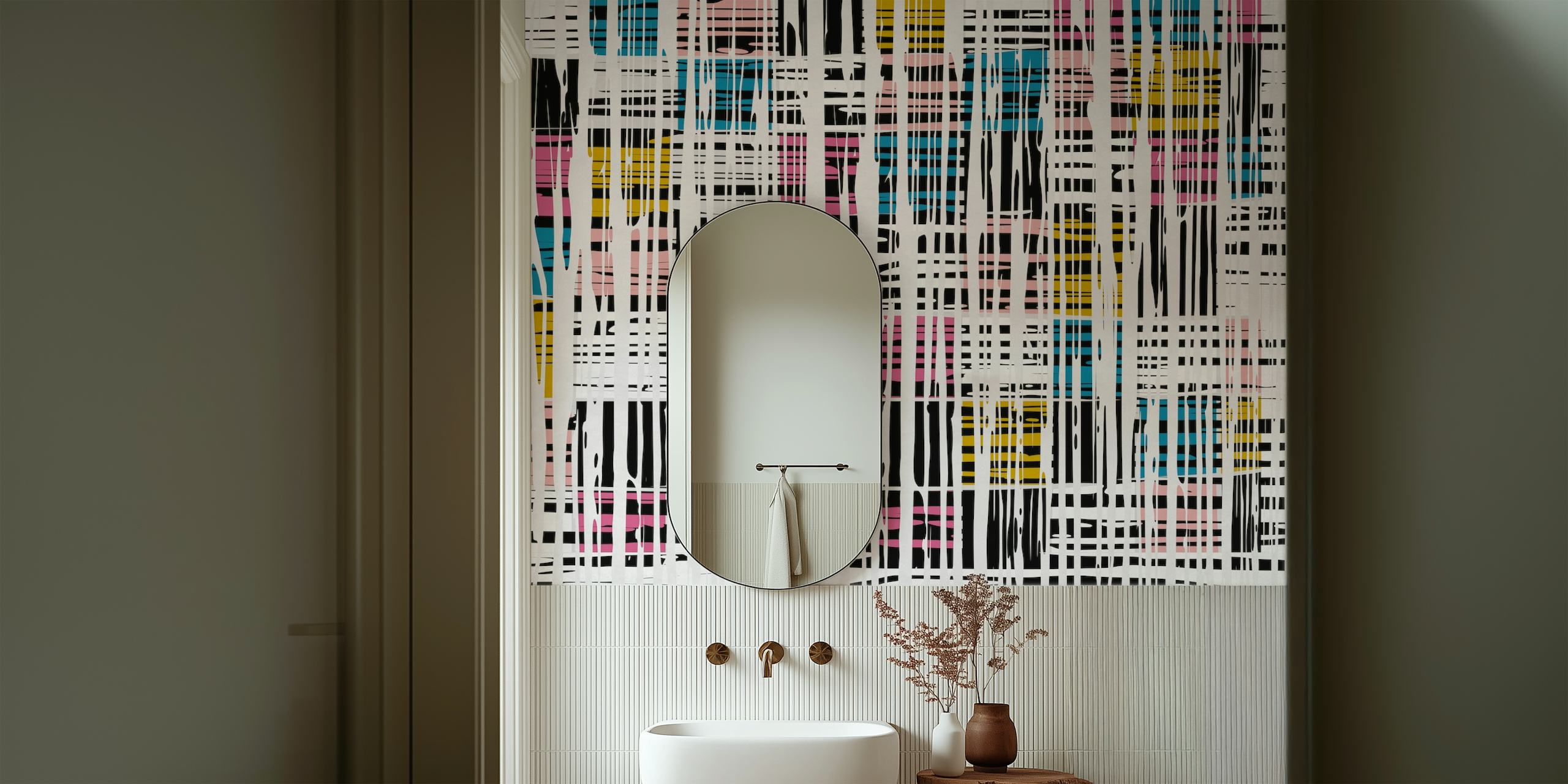 Colorful abstract Braided Colors wall mural with intertwined lines
